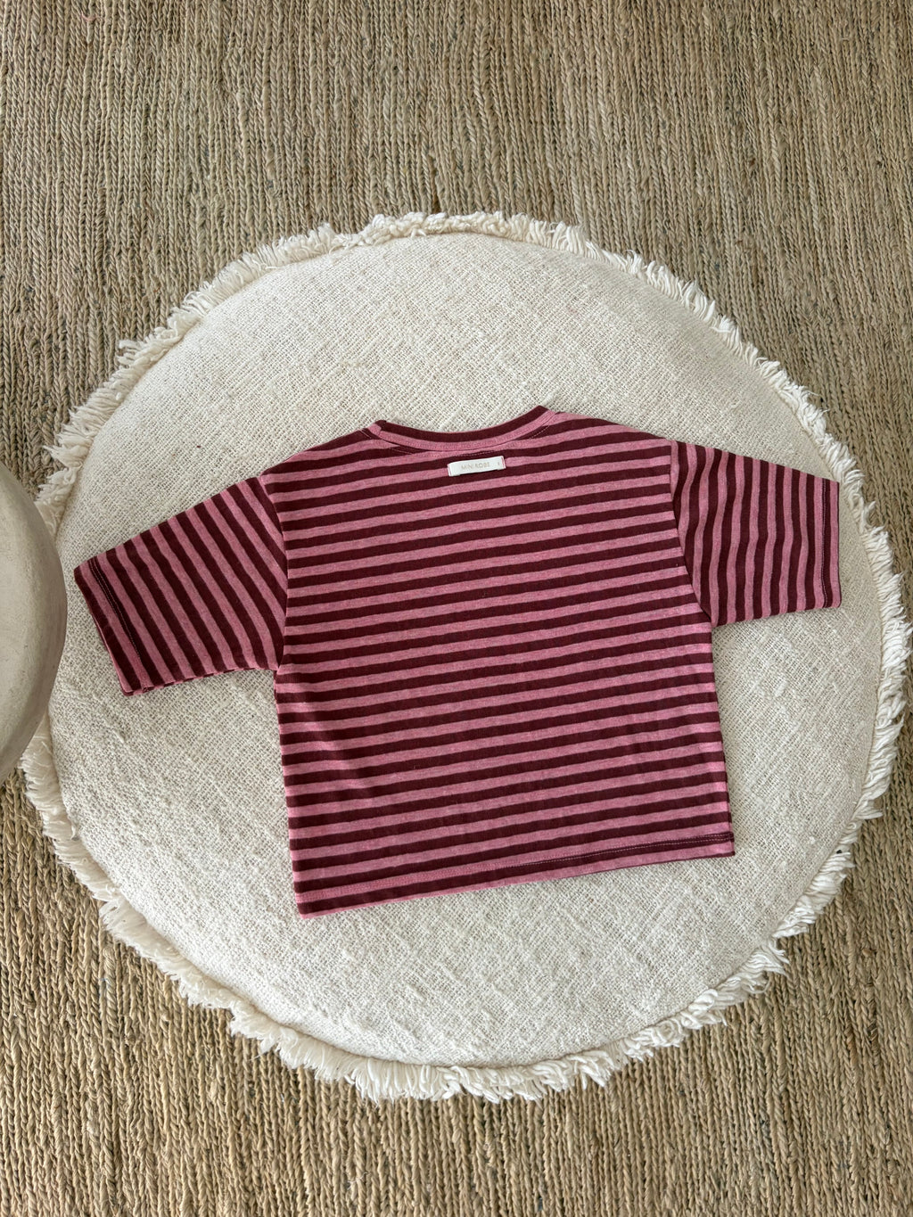 Gestreepte geweven tee rood & roze