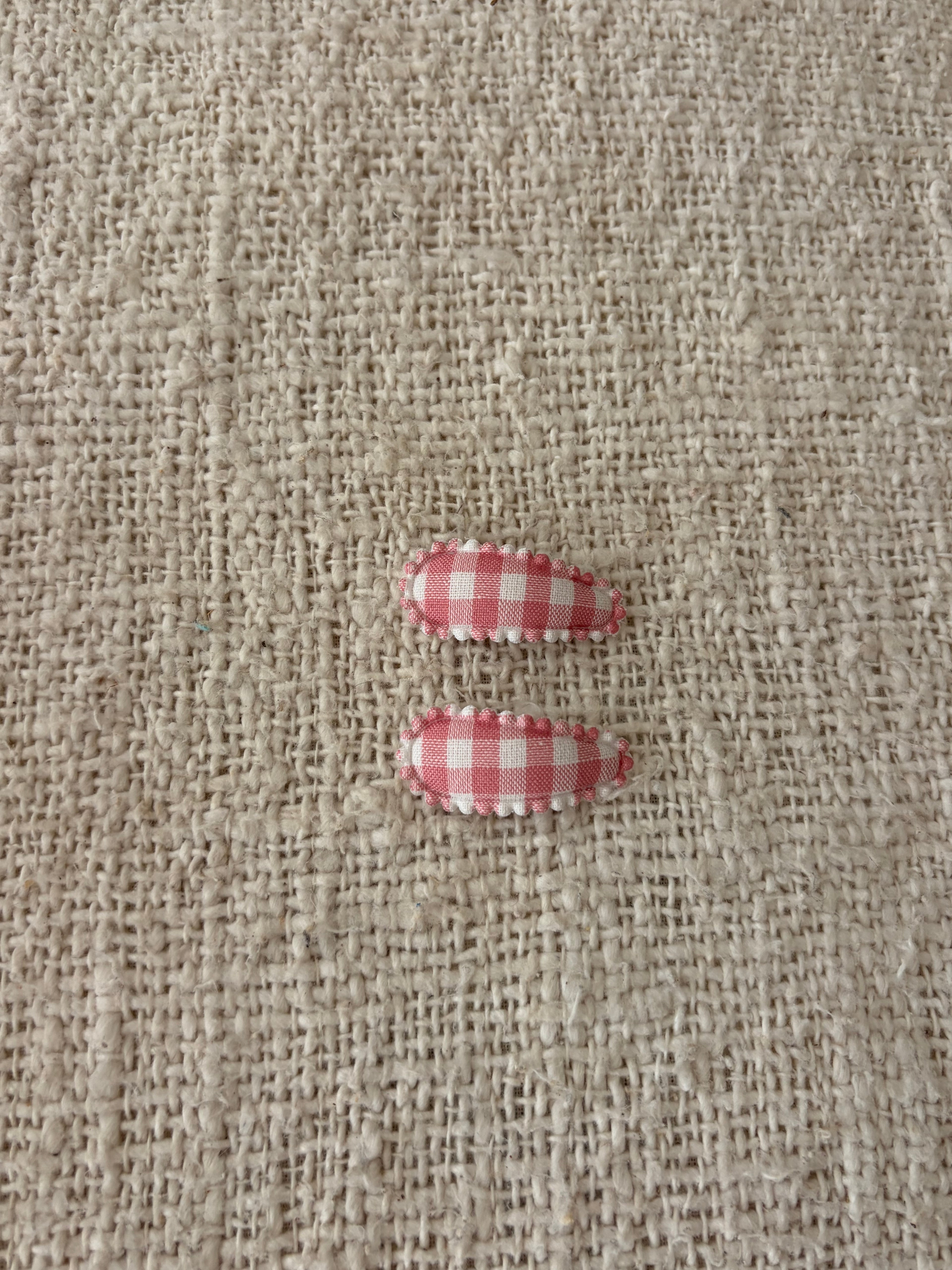 2 baby haar clipjes roze geruit