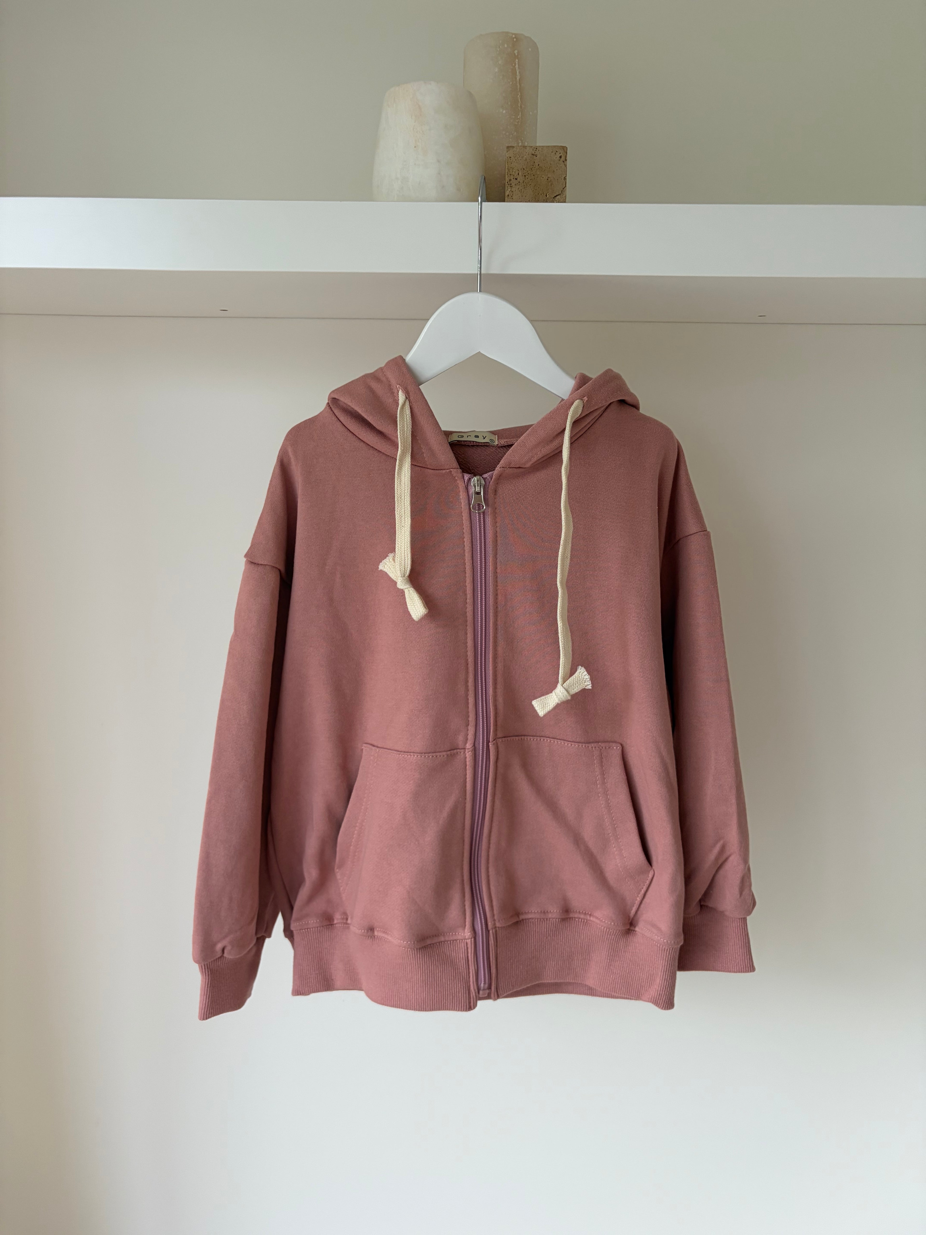 Oversized hoodie met rits - roze