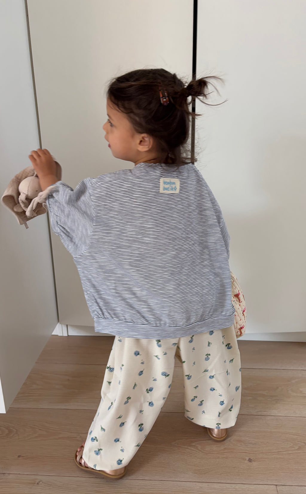 Paulette gestreepte pofmouw top 
