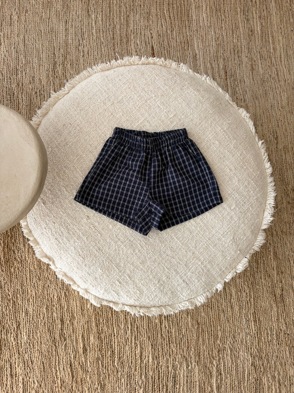 Geruite short - marineblauw