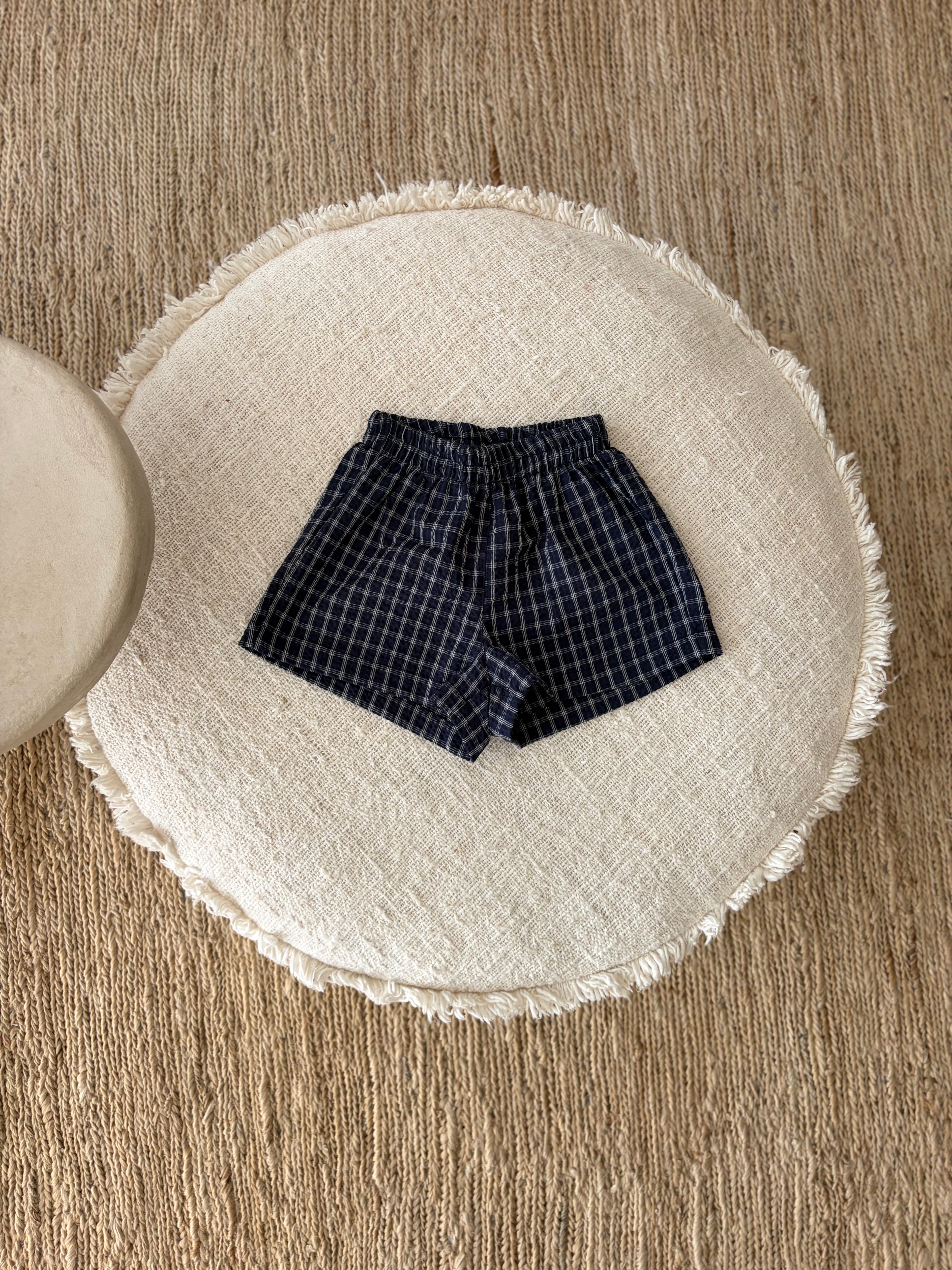 Geruite short - marineblauw