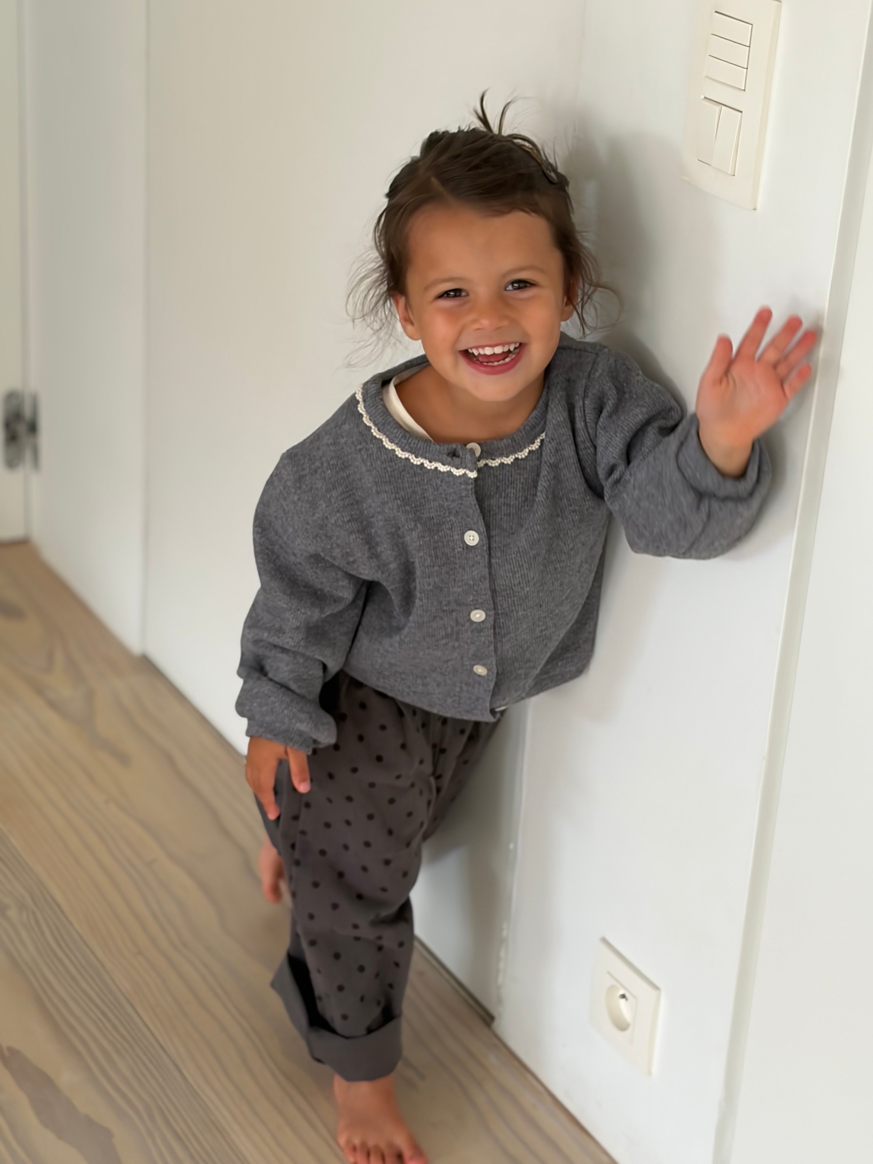 Charcoal denim bolletjes broek