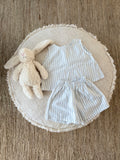 Louise split top - baby blue of ivory 