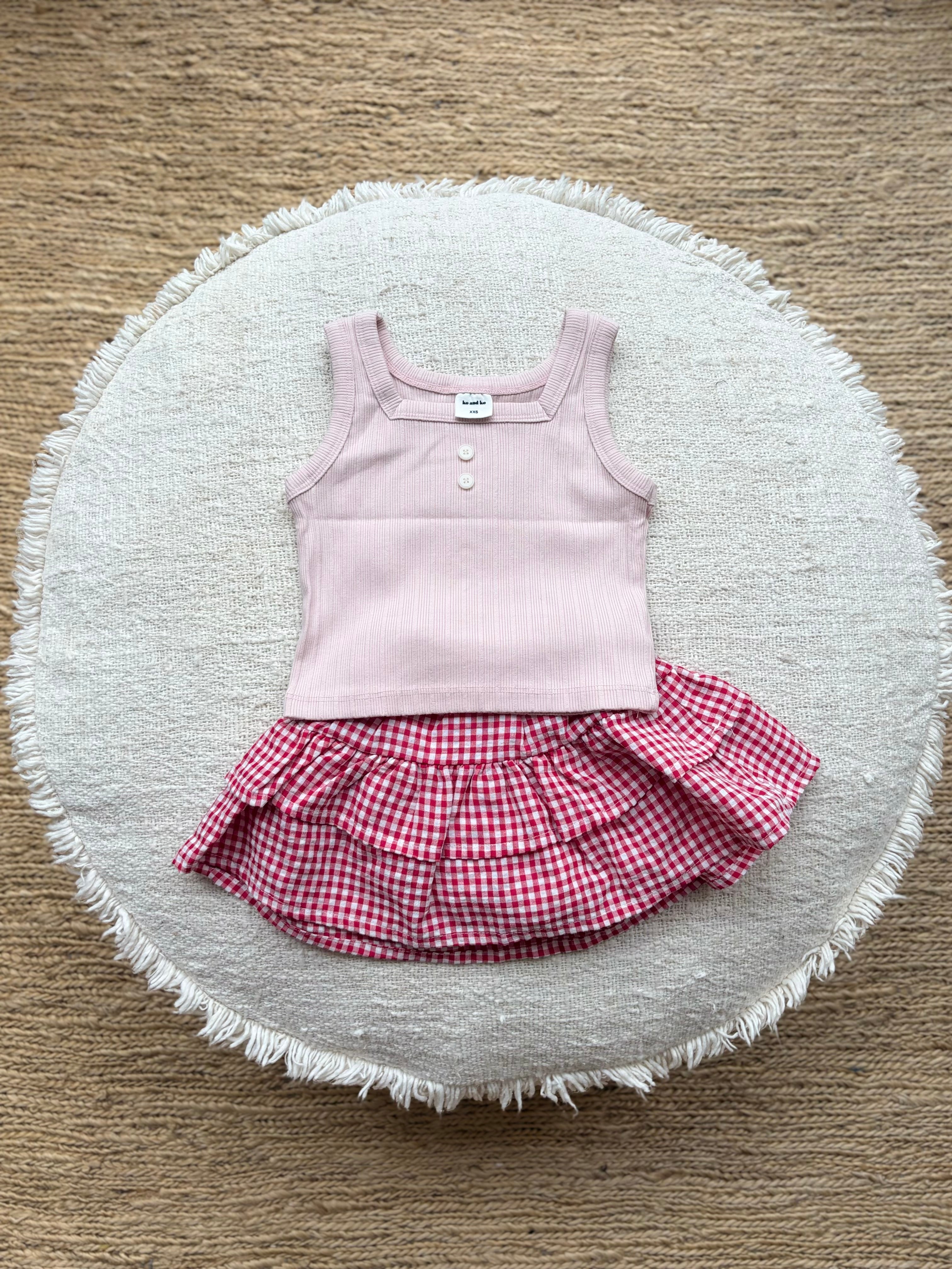 Geribde  tanktop - roze