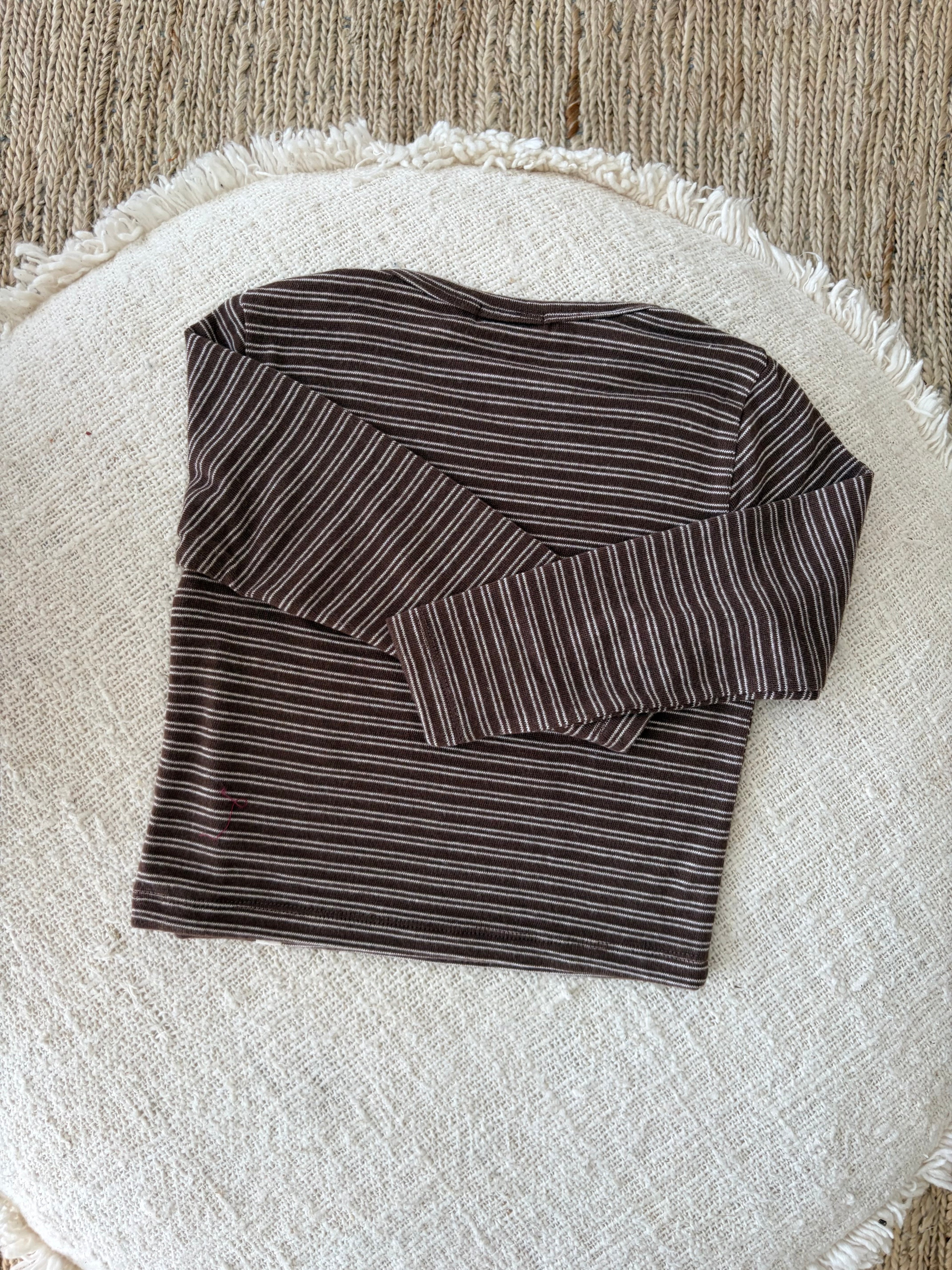 Gestreepte t-shirt met lange mouwen - bruin
