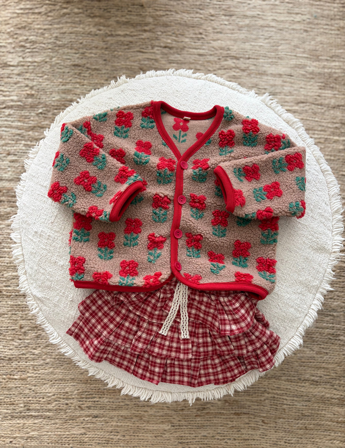 Teddy flower jacket - red