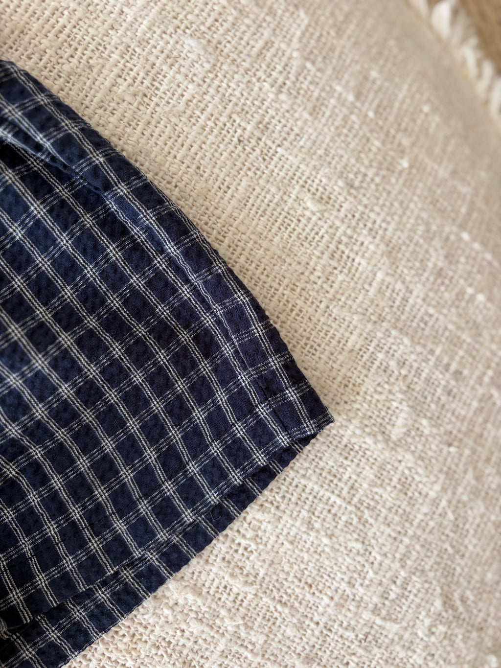 Geruite short - marineblauw