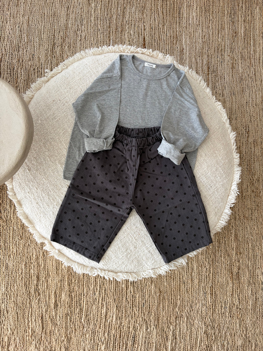 Charcoal denim bolletjes broek