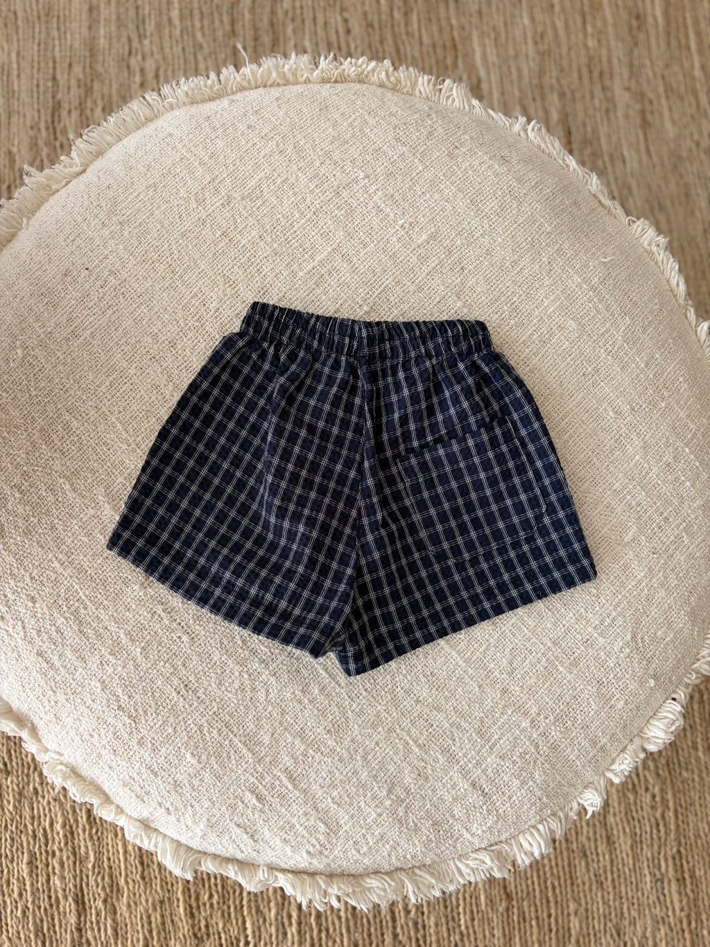 Geruite short - marineblauw