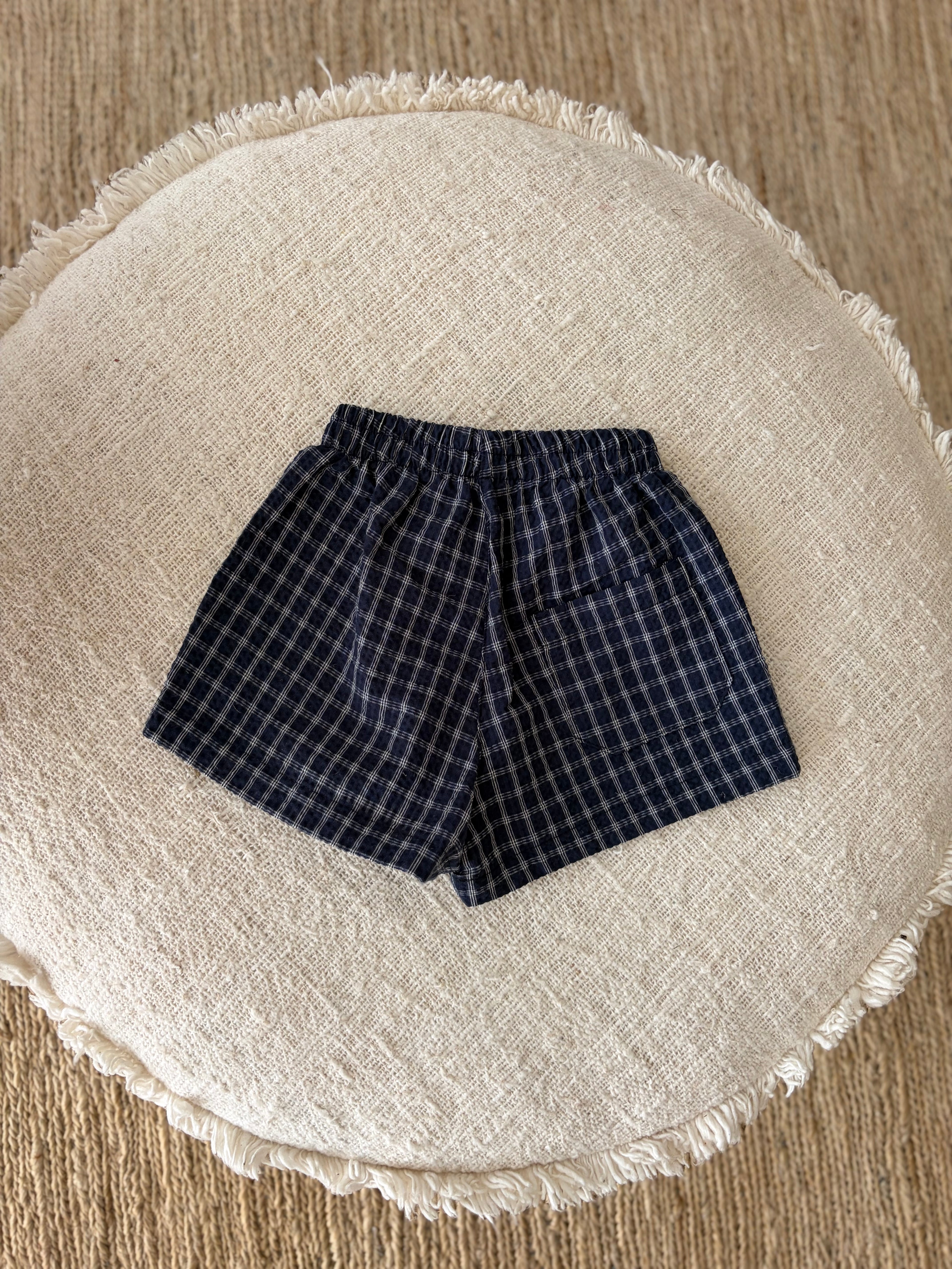 Geruite short - marineblauw