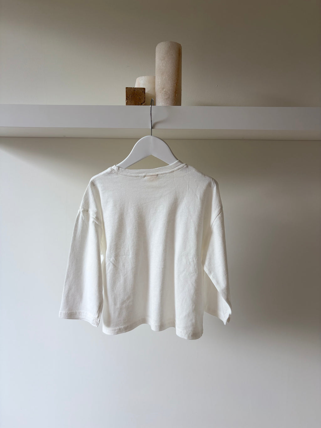witte oversize t-shirt met lange mouwen