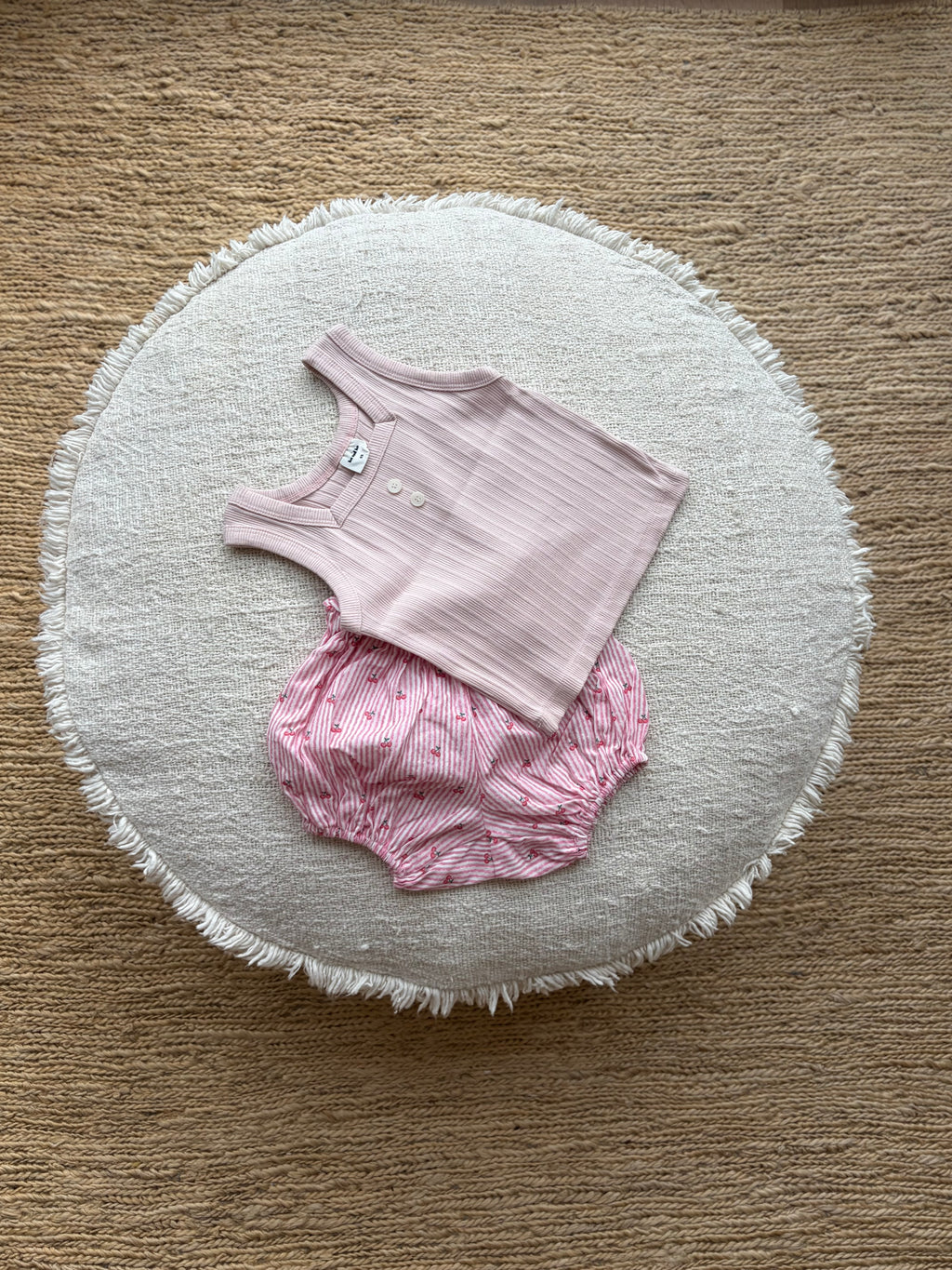 Geribde  tanktop - roze