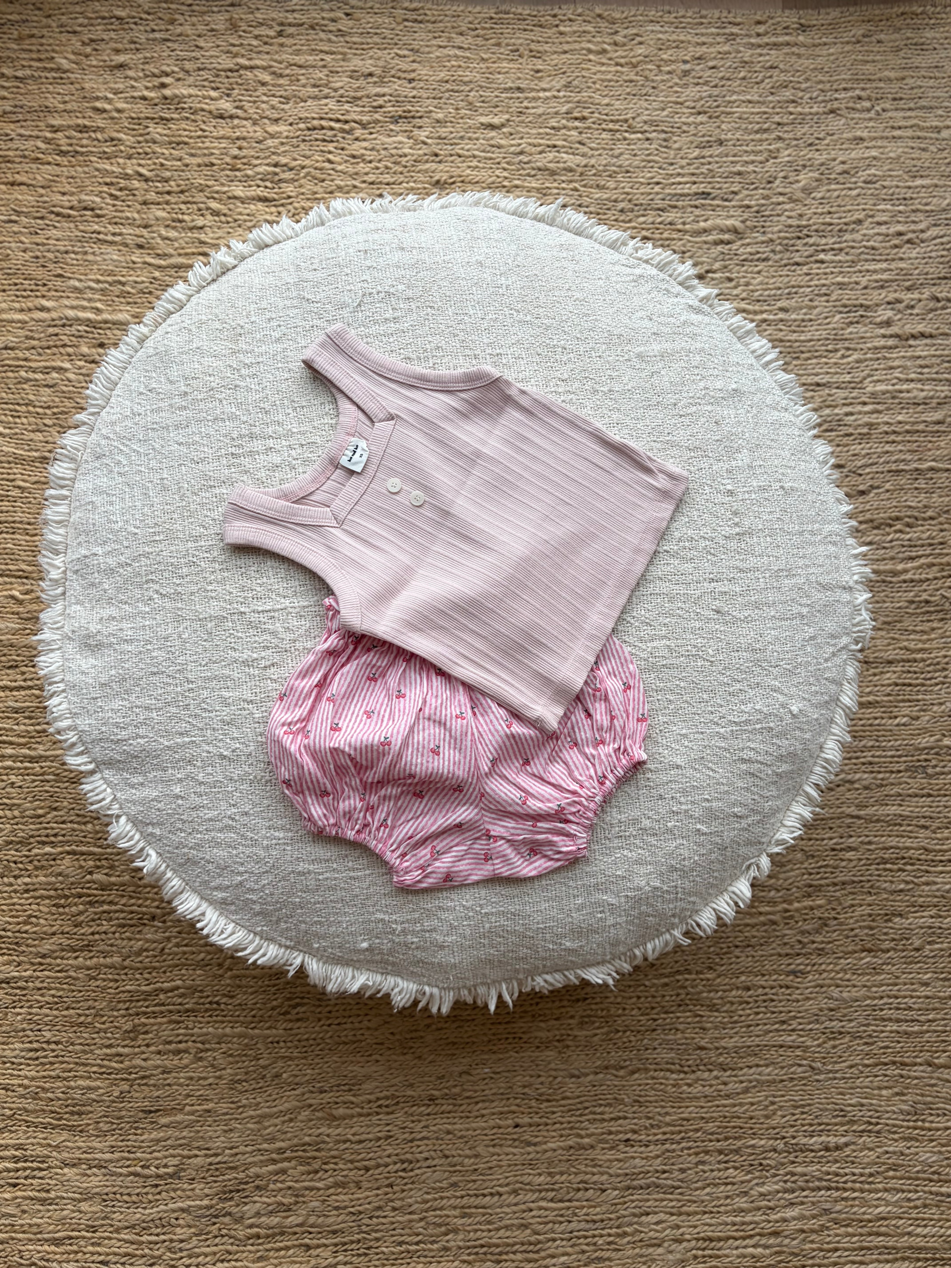 Geribde  tanktop - roze