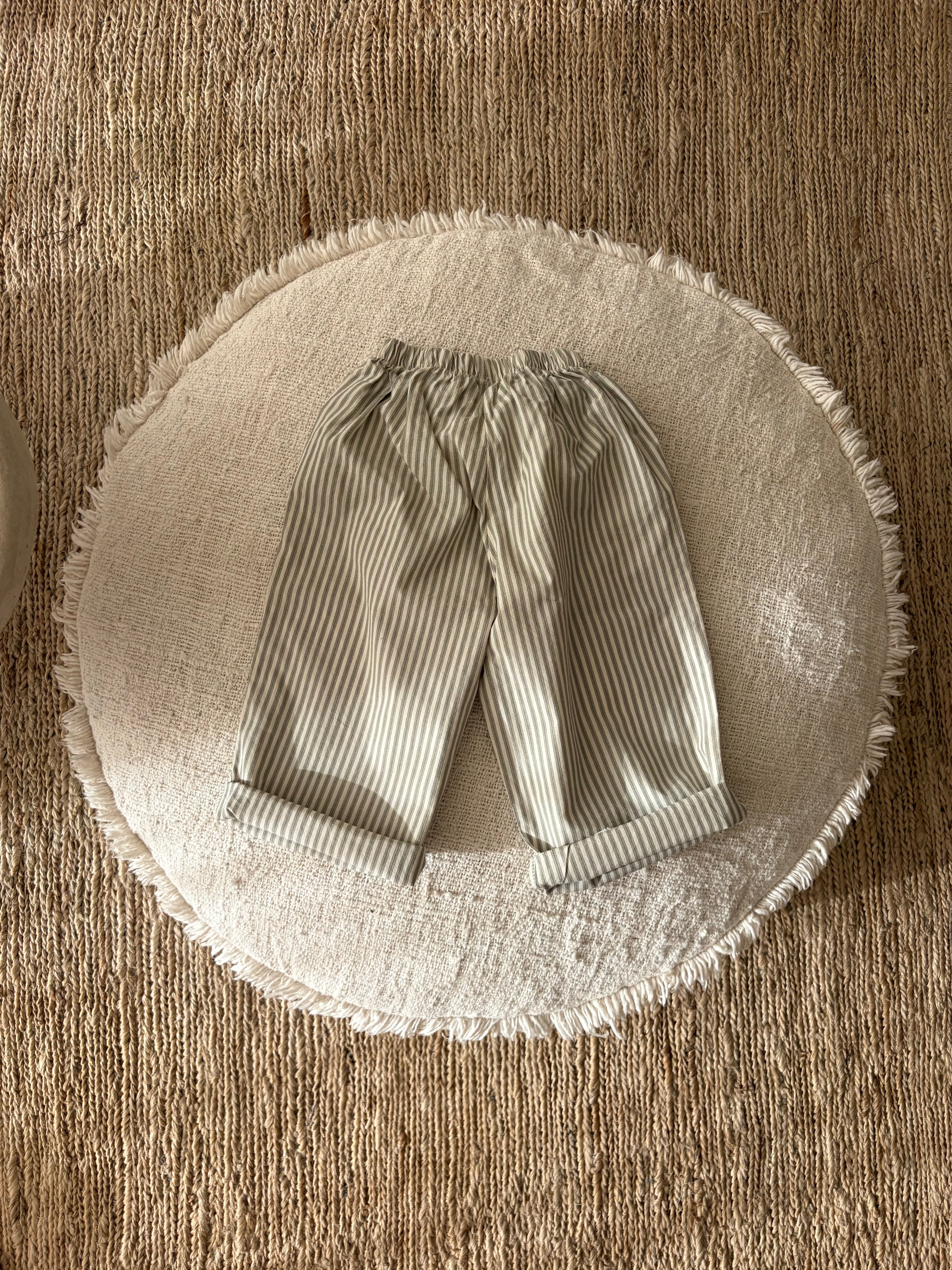 Salie groene gestreepte broek