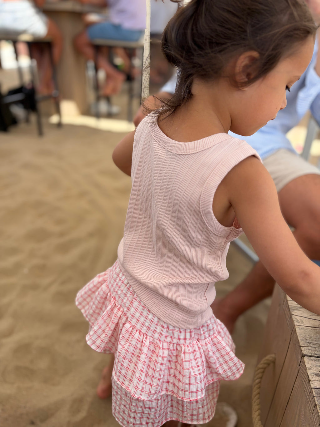 Geribde  tanktop - roze
