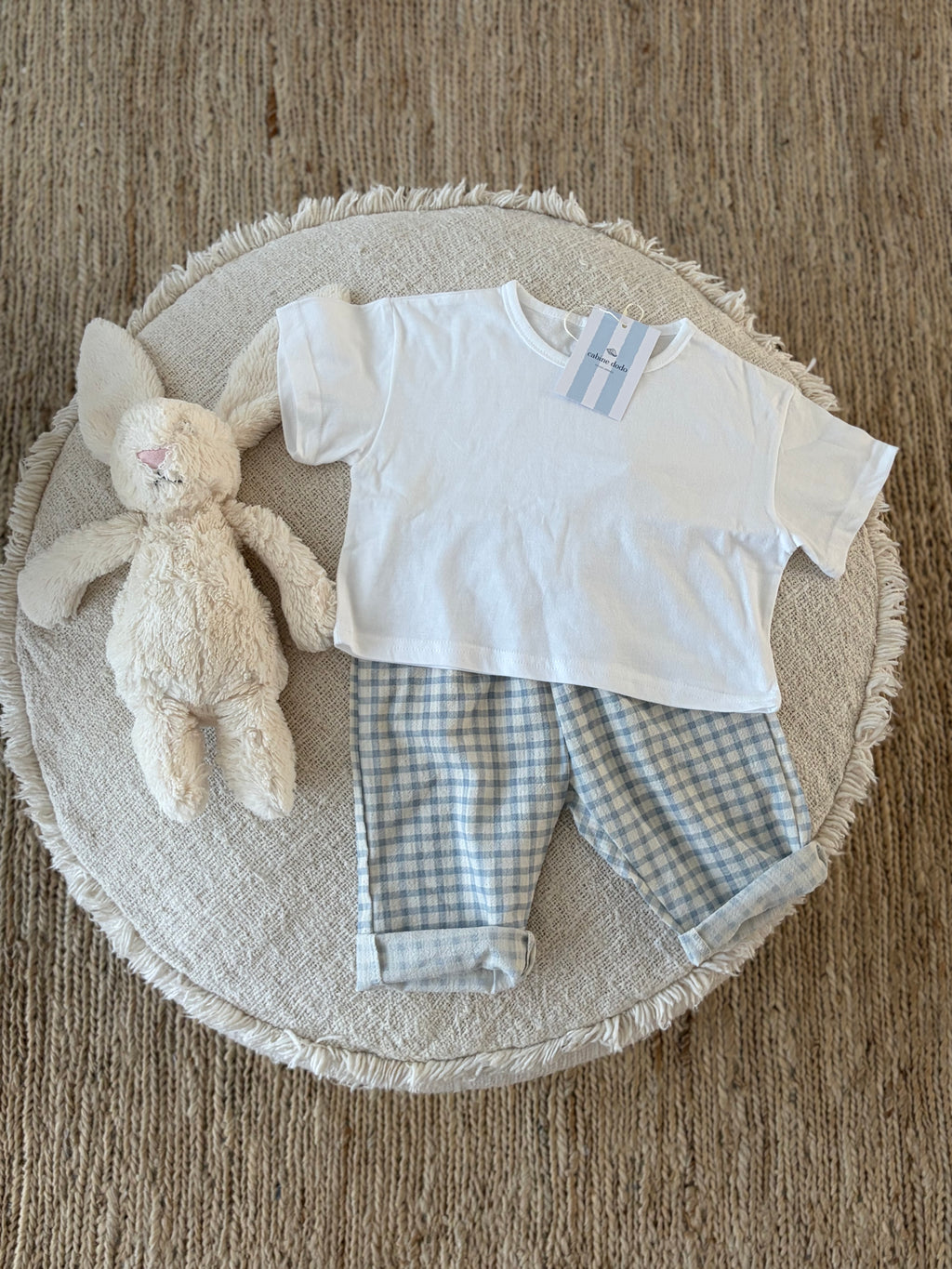 Licht blauwe vichy broek