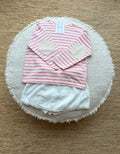 Roze gestreepte longsleeve met patches op de mouwen