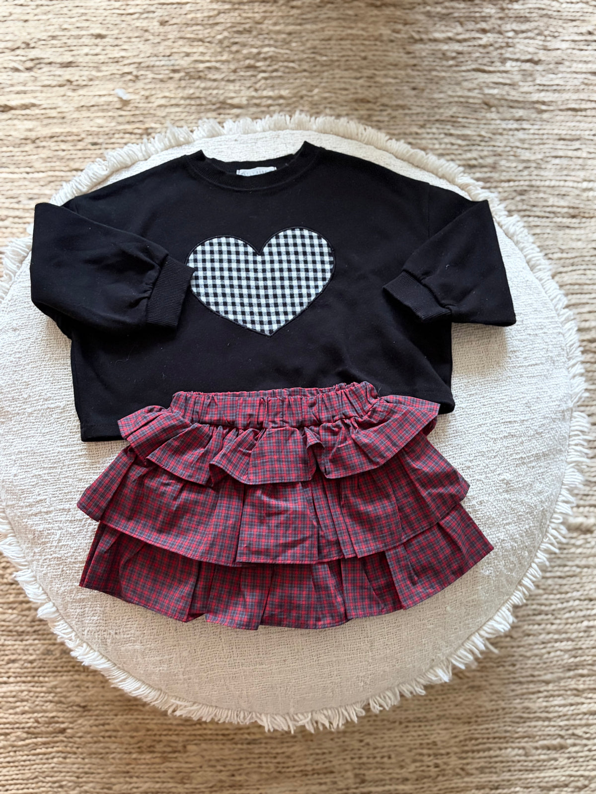 Vichy heart sweater