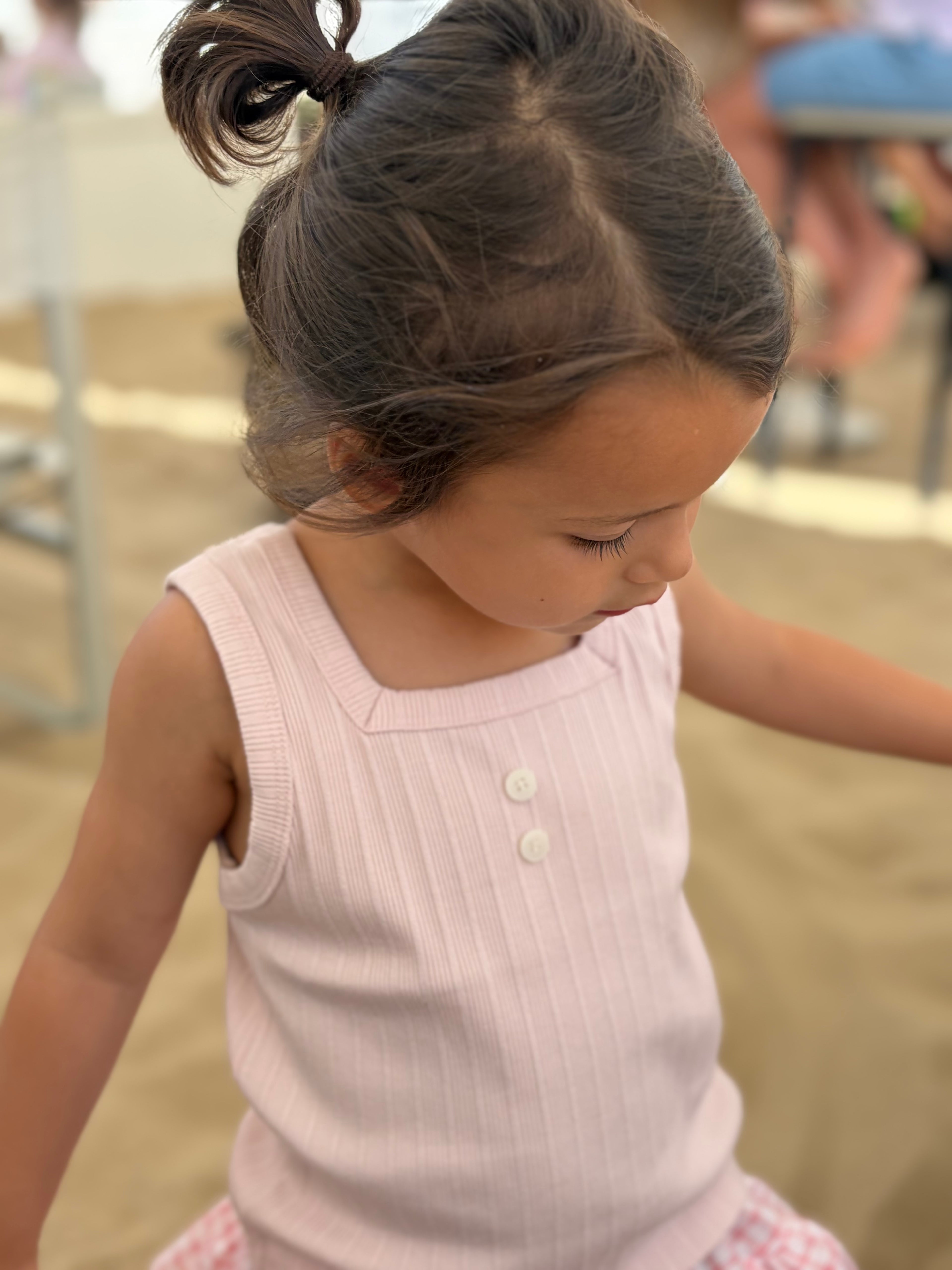 Geribde  tanktop - roze