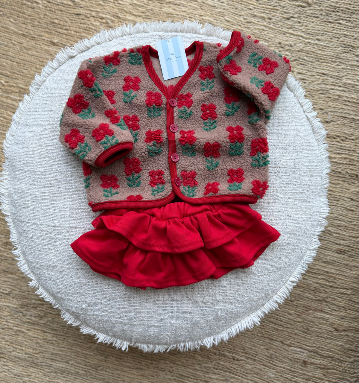 Teddy flower jacket - red