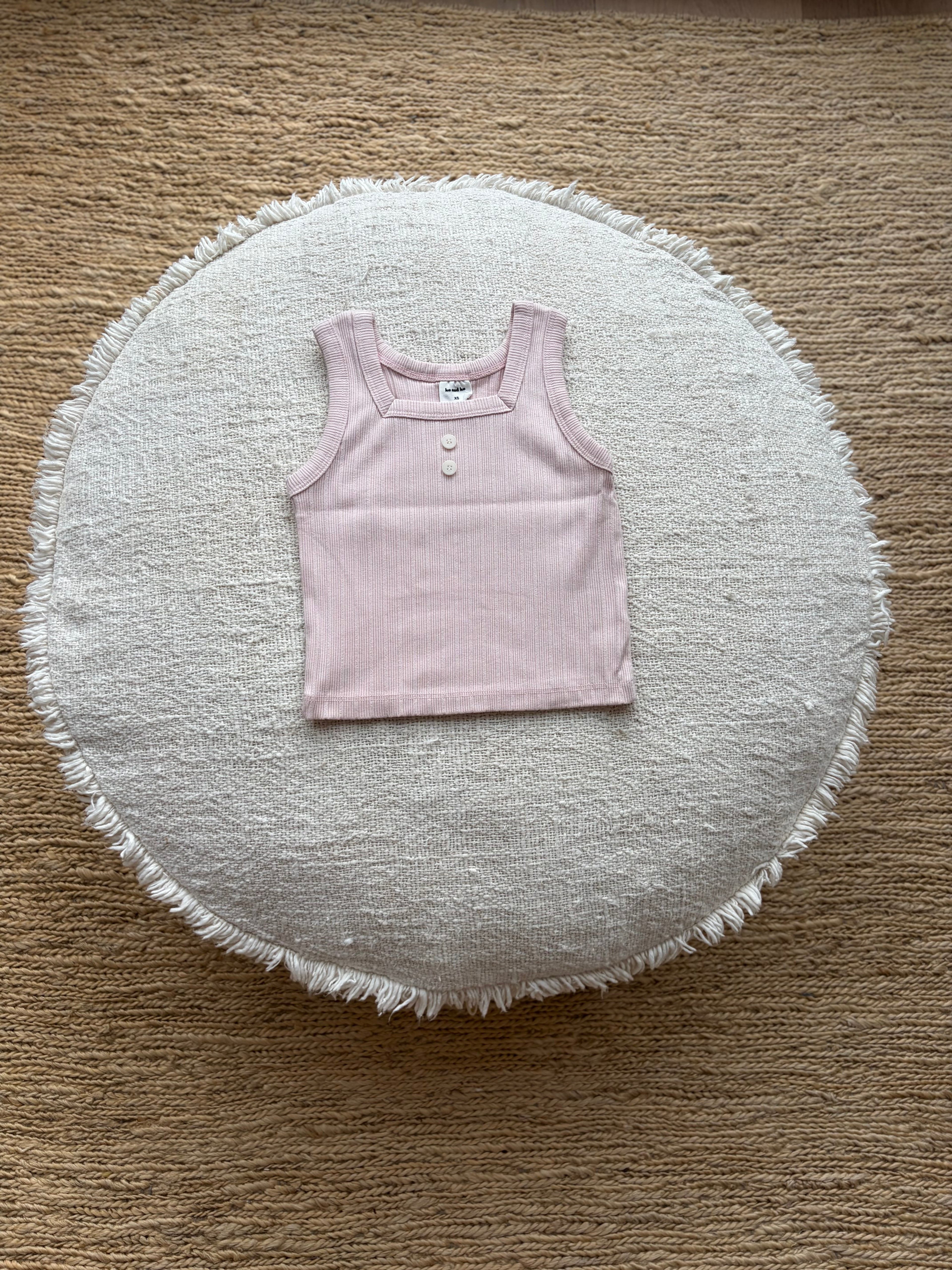 Geribde  tanktop - roze