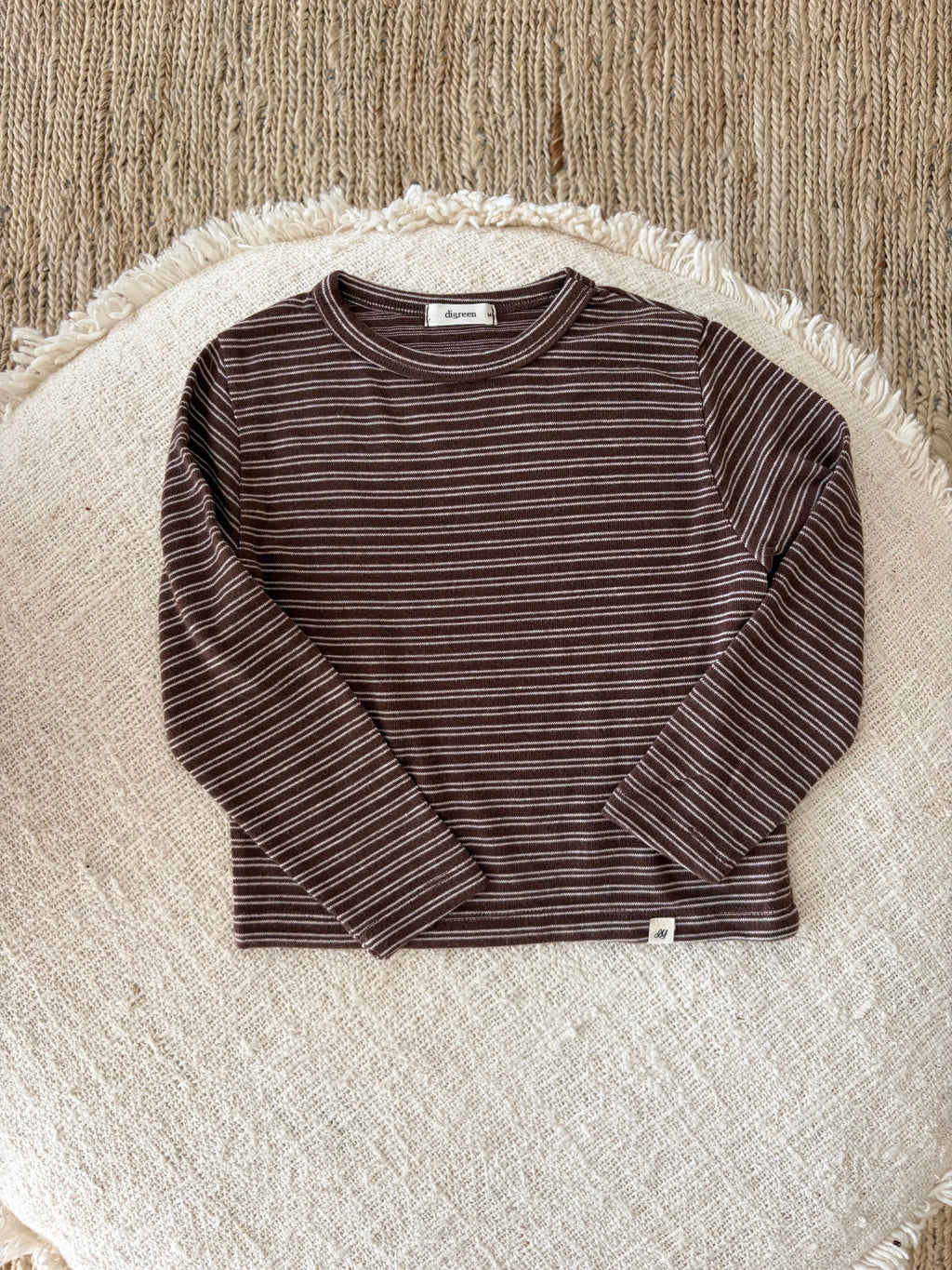 Gestreepte t-shirt met lange mouwen - bruin