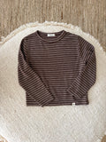 Gestreepte t-shirt met lange mouwen - bruin