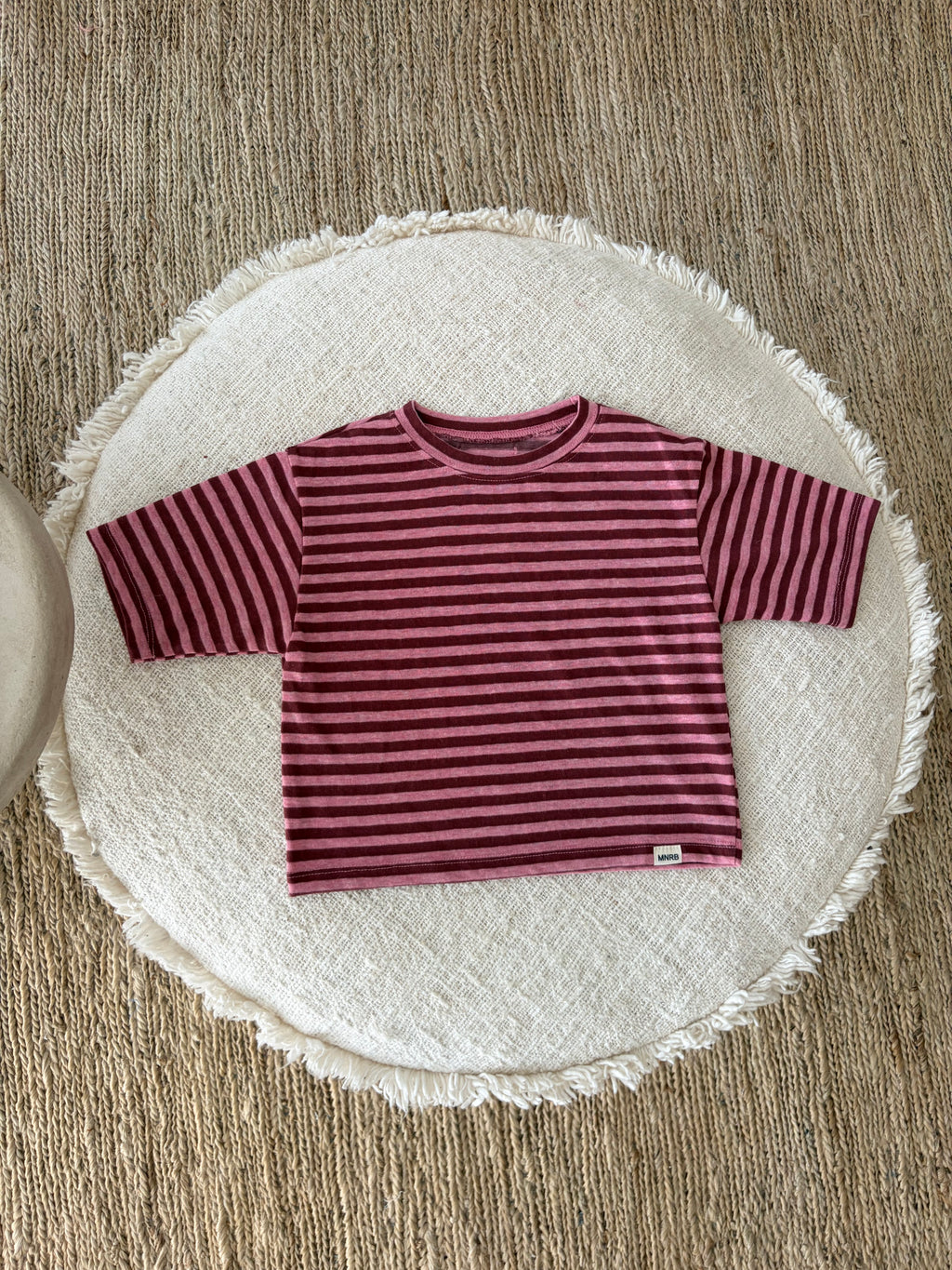 Gestreepte geweven tee rood & roze