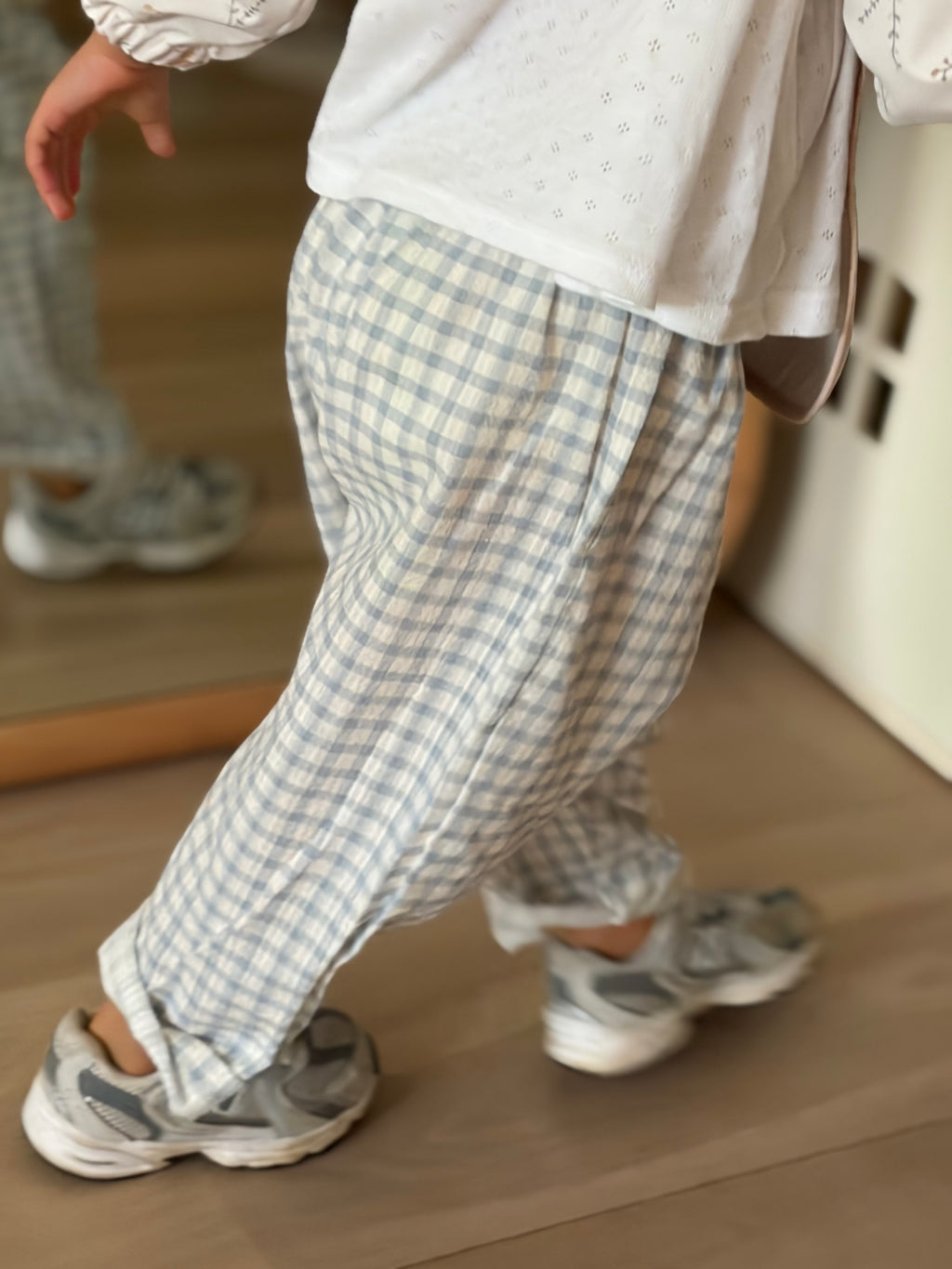 Licht blauwe vichy broek