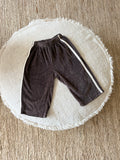 velvet bruine broek met witte streep