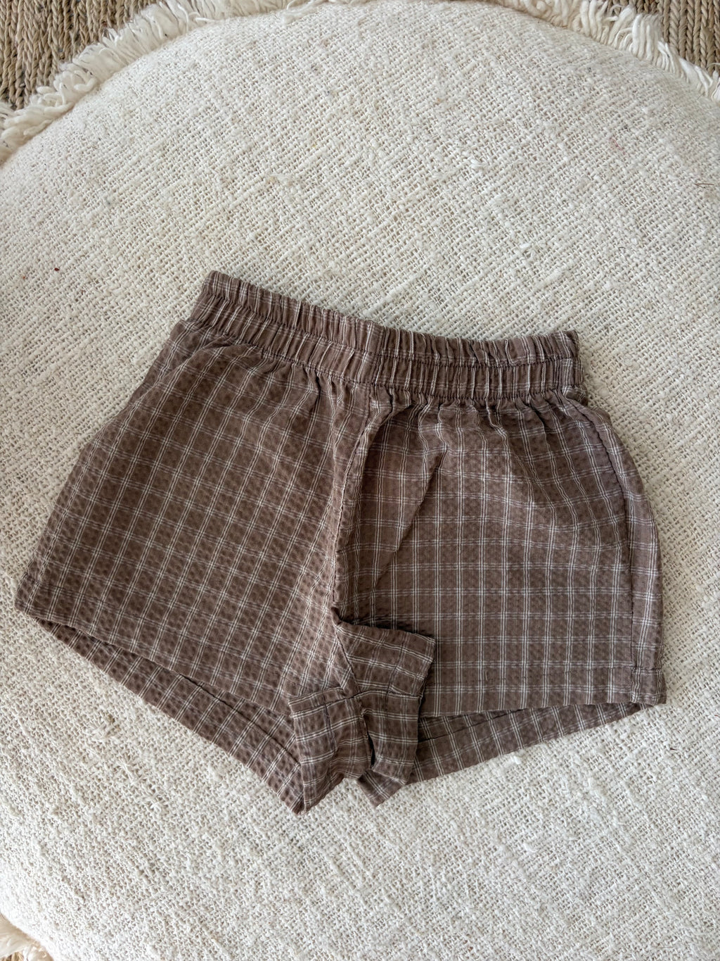 Geruite short - chocolade bruin