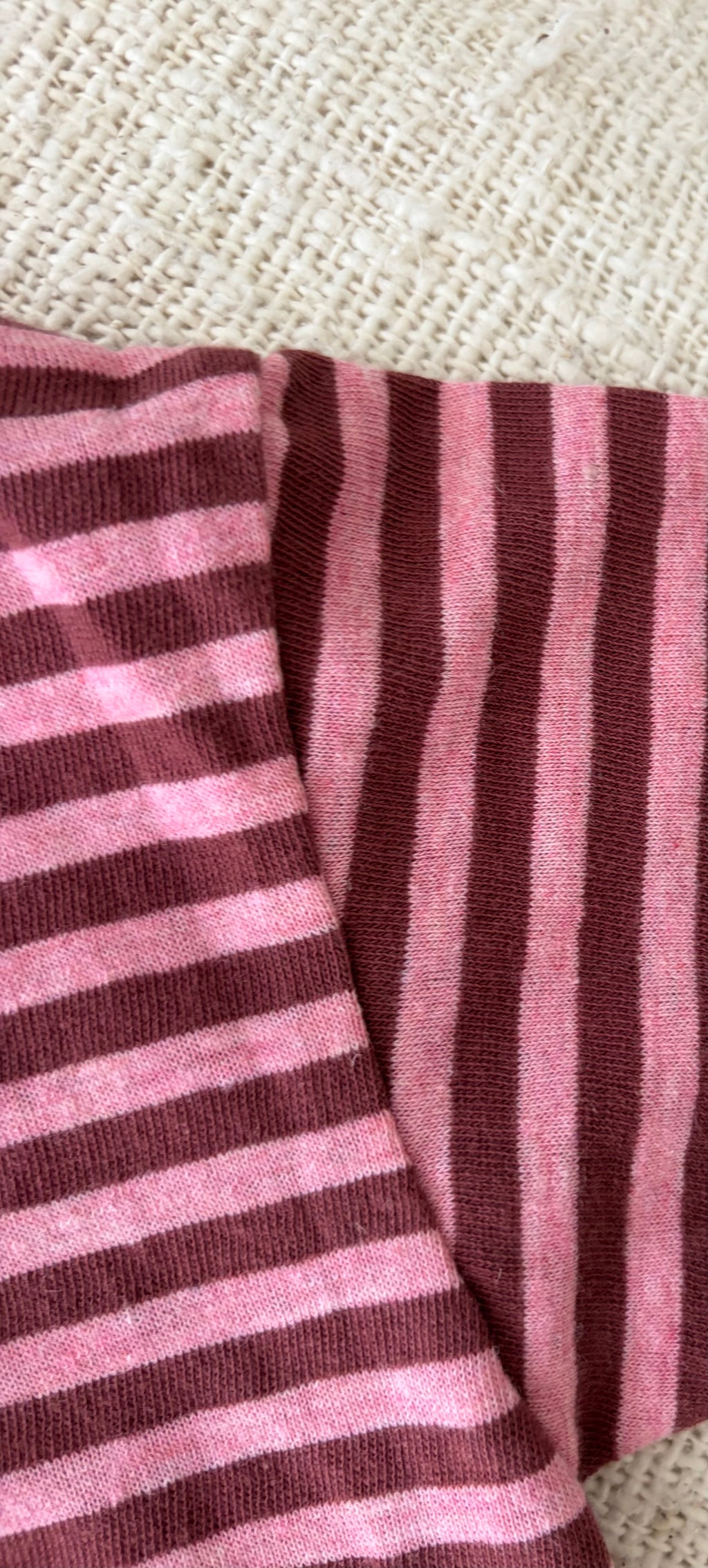 Gestreepte geweven tee rood & roze