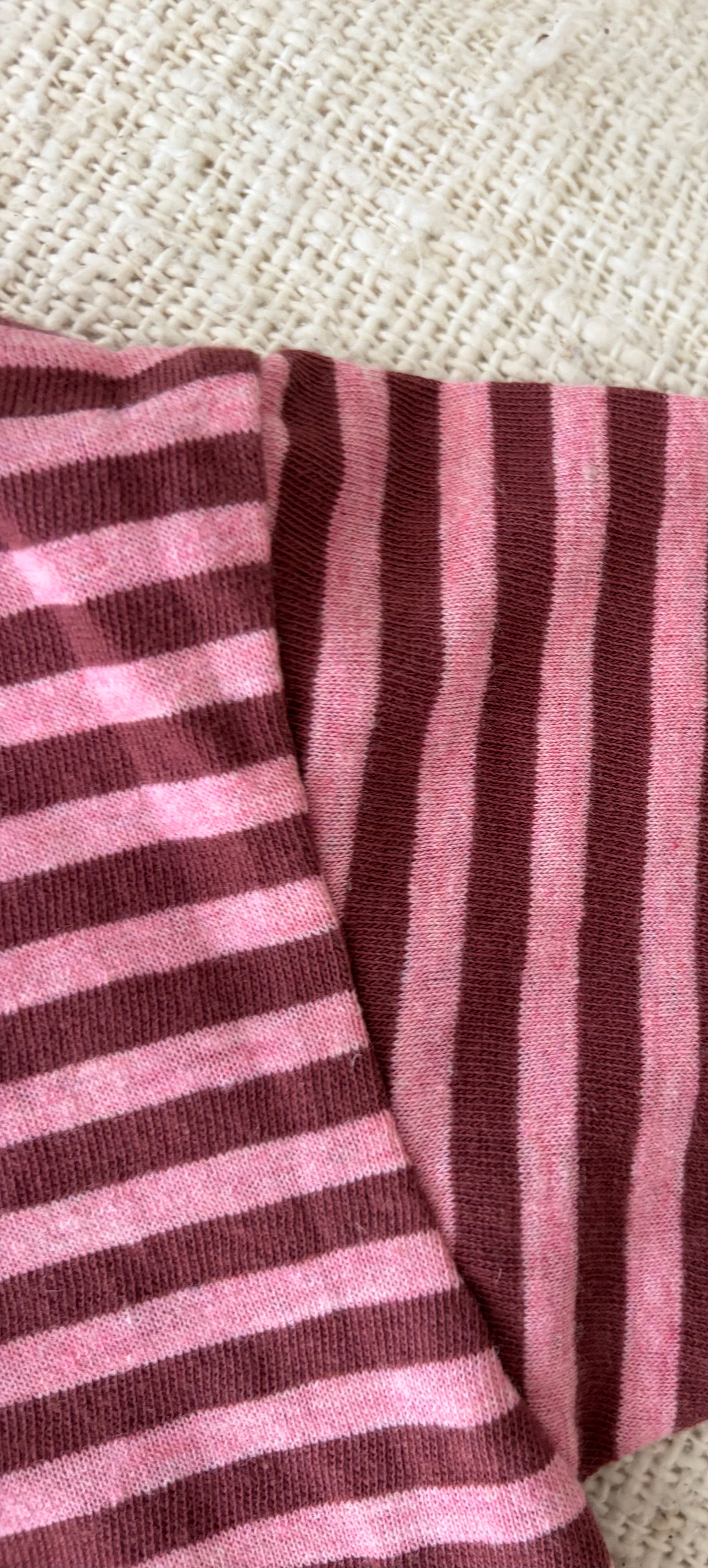 Gestreepte geweven tee rood & roze