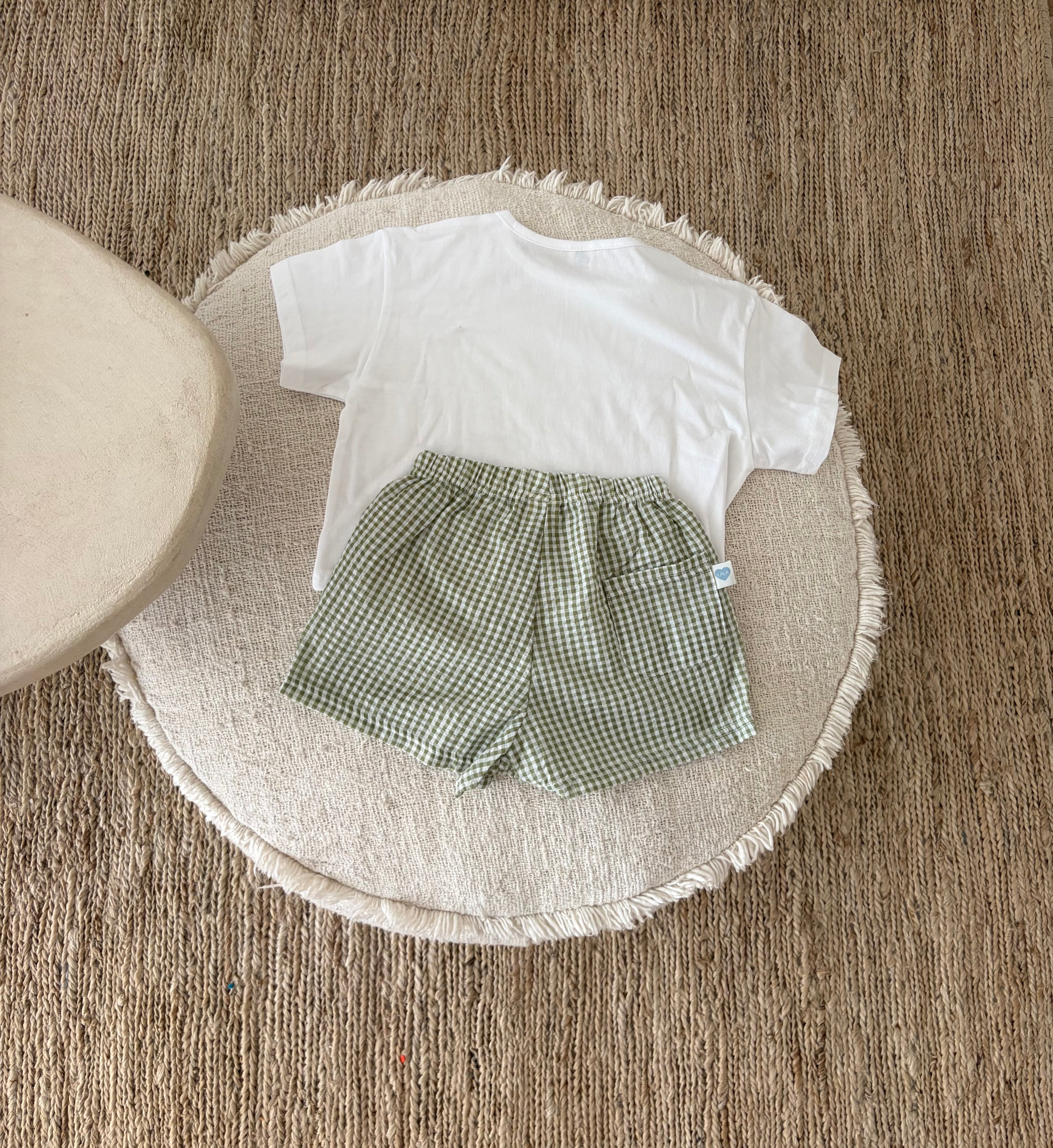 Geruite short- groen