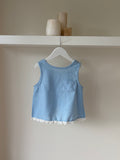 Louise split top - baby blue of ivory 