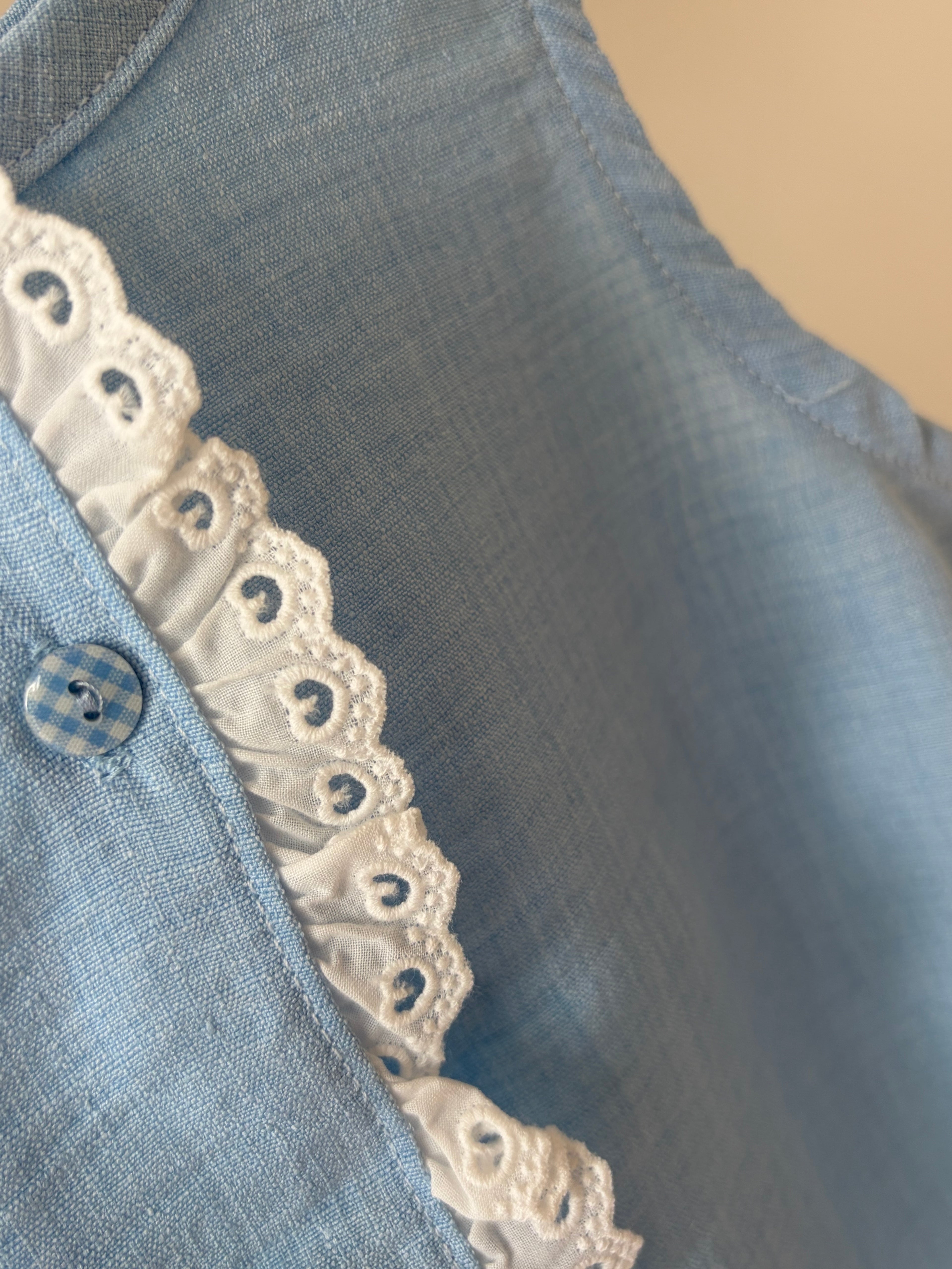 Louise split top - baby blue of ivory 