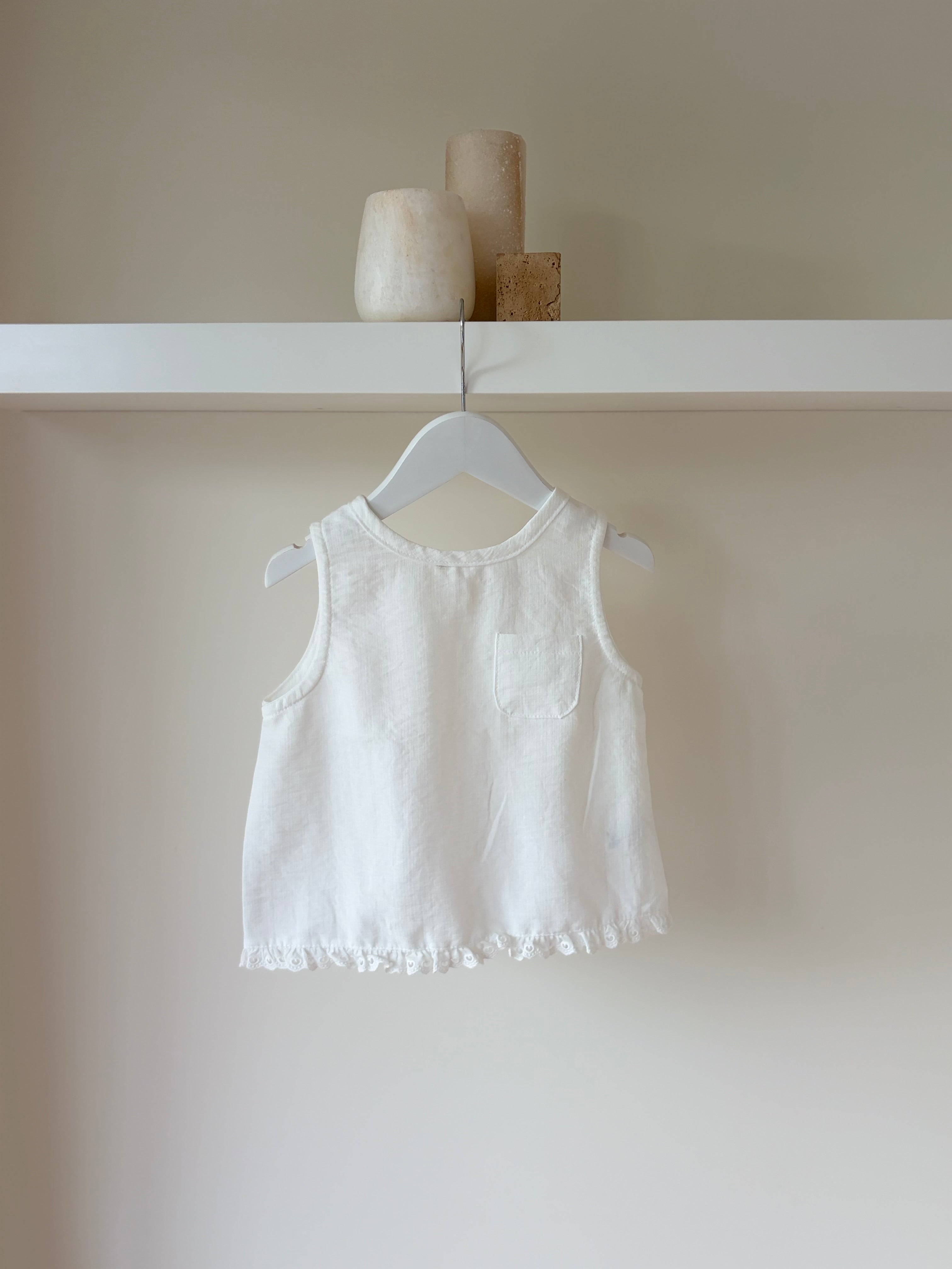 Louise split top - baby blue of ivory 