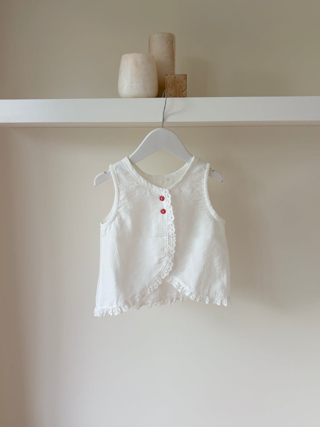 Louise split top - baby blue of ivory 