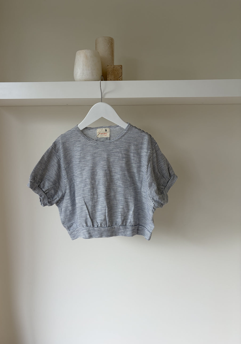 Paulette gestreepte pofmouw top 