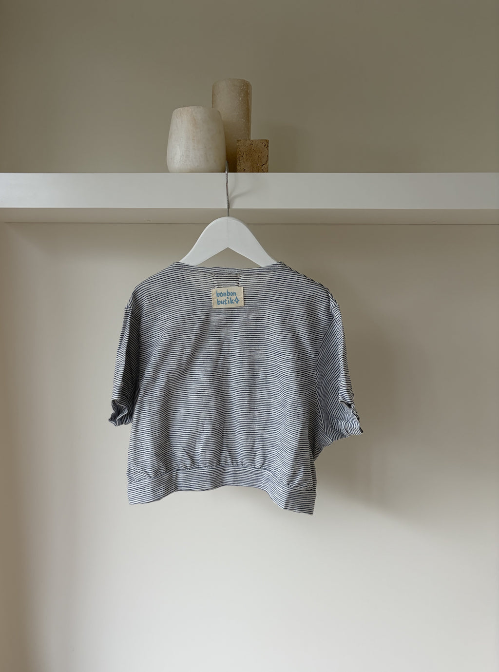 Paulette gestreepte pofmouw top 