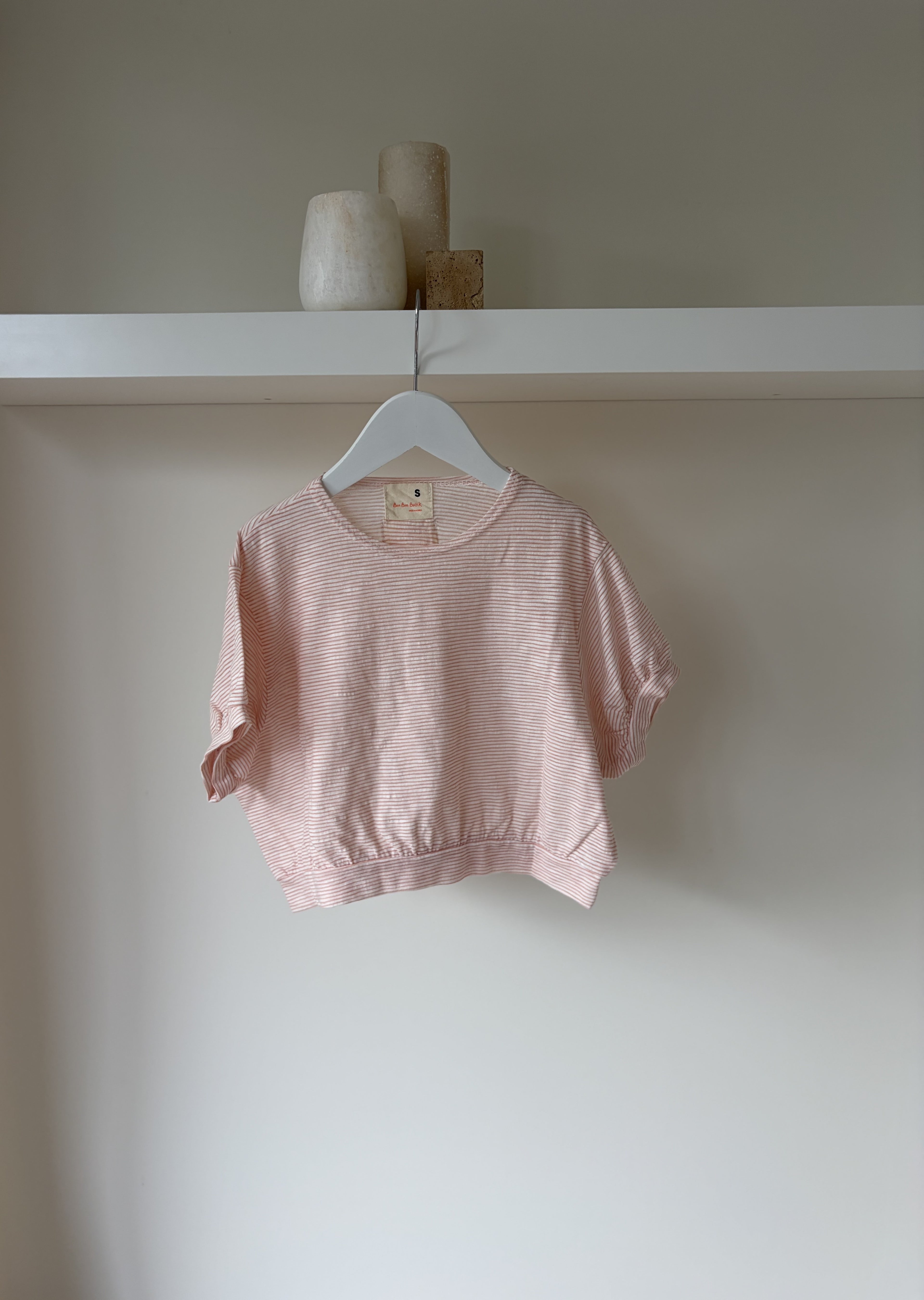 Paulette gestreepte pofmouw top 