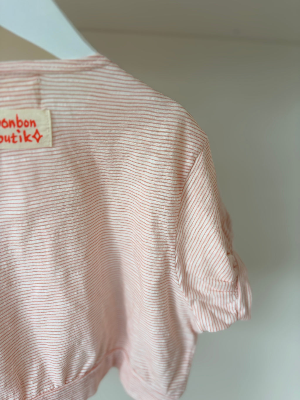 Paulette gestreepte pofmouw top 