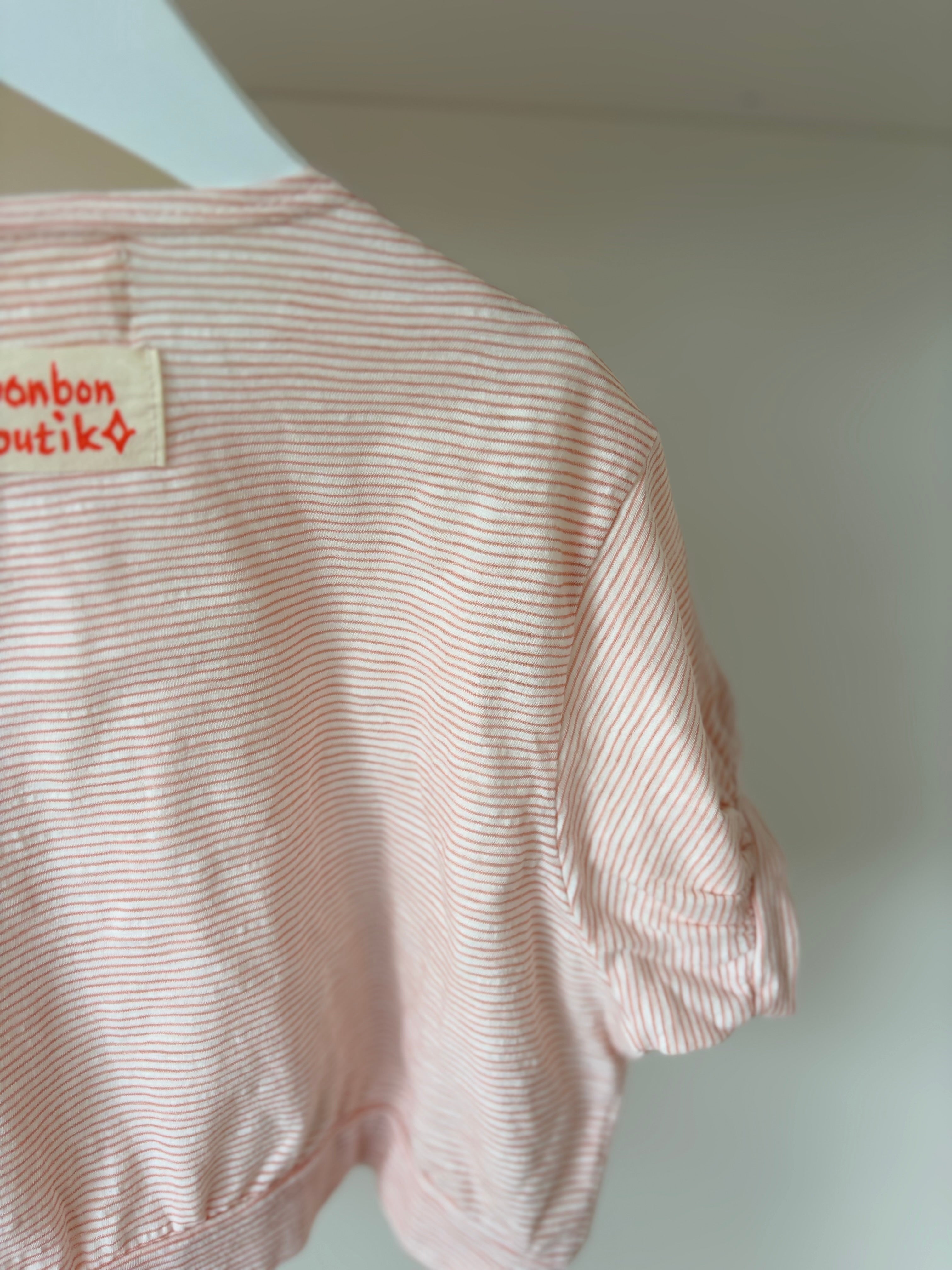 Paulette gestreepte pofmouw top 