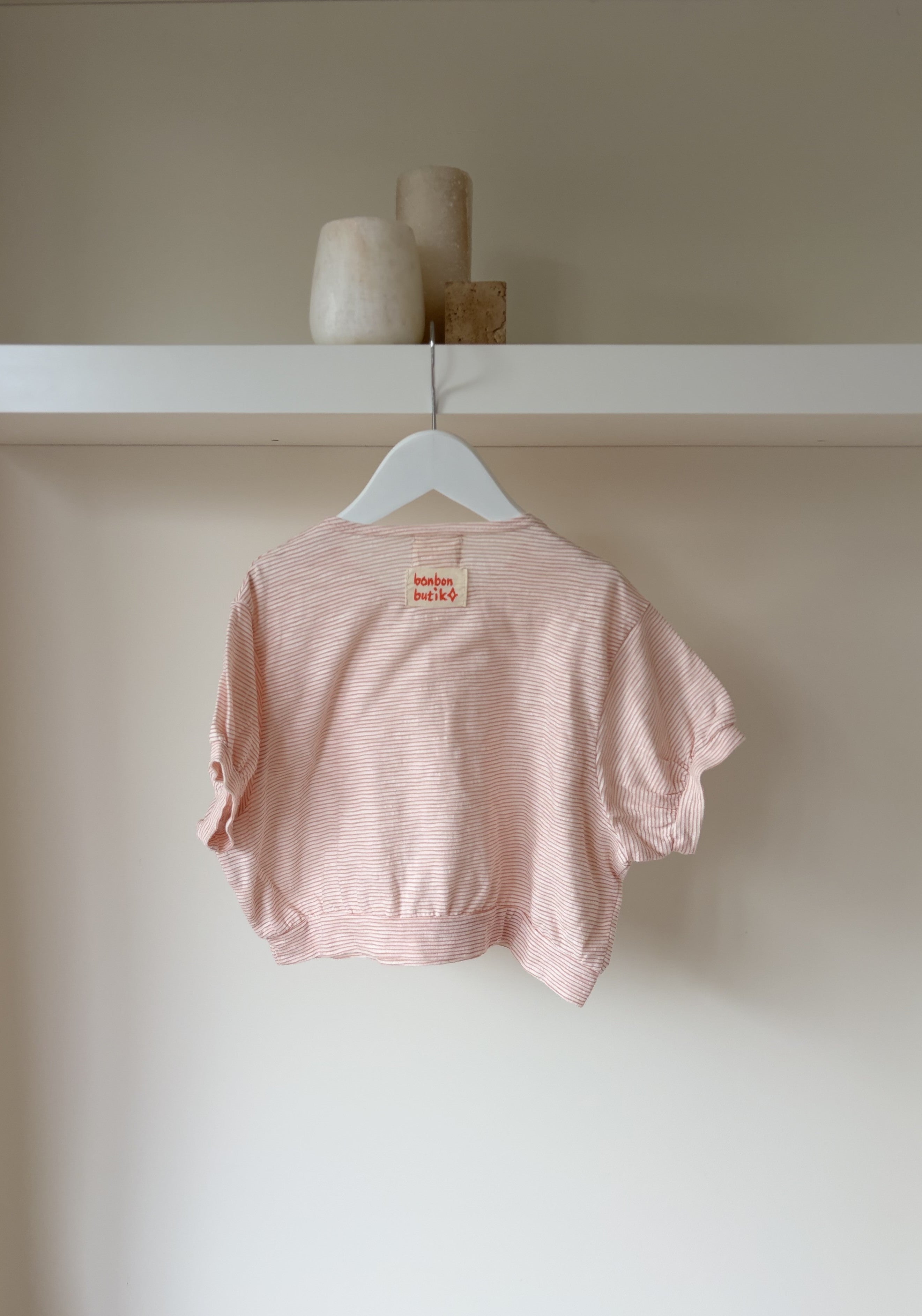 Paulette gestreepte pofmouw top 