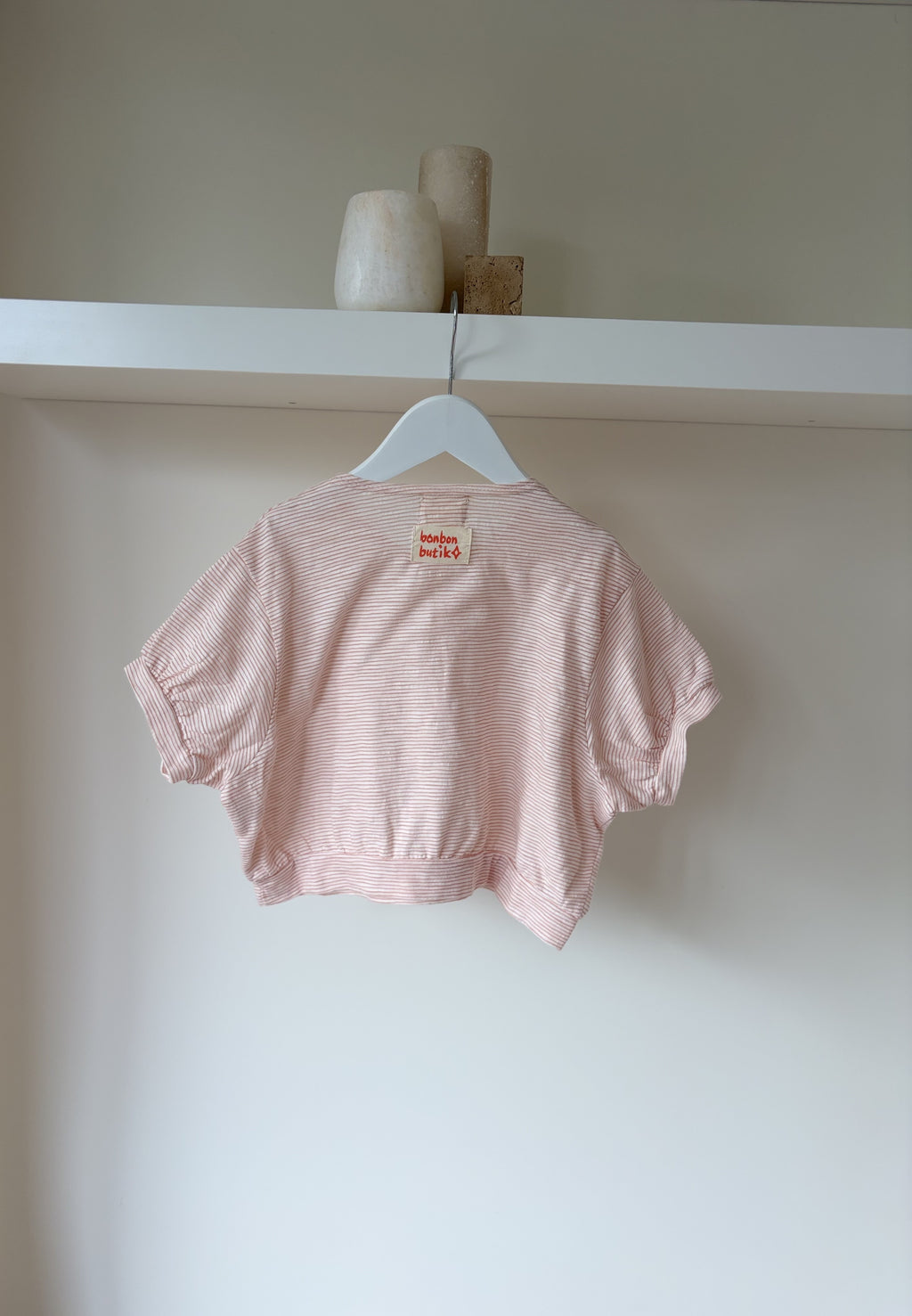 Paulette gestreepte pofmouw top 