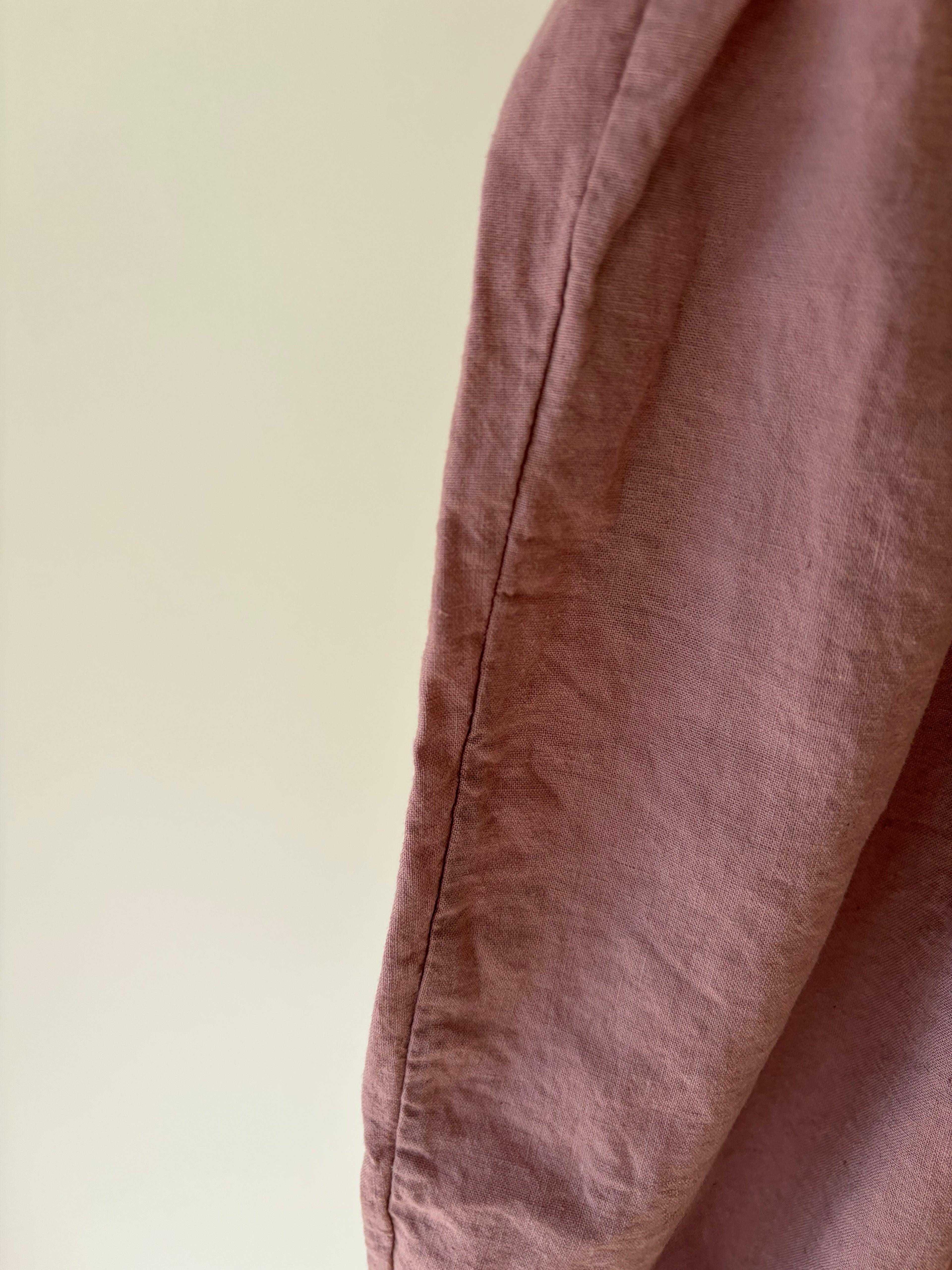 Wijde roze broek met zak – linnen look