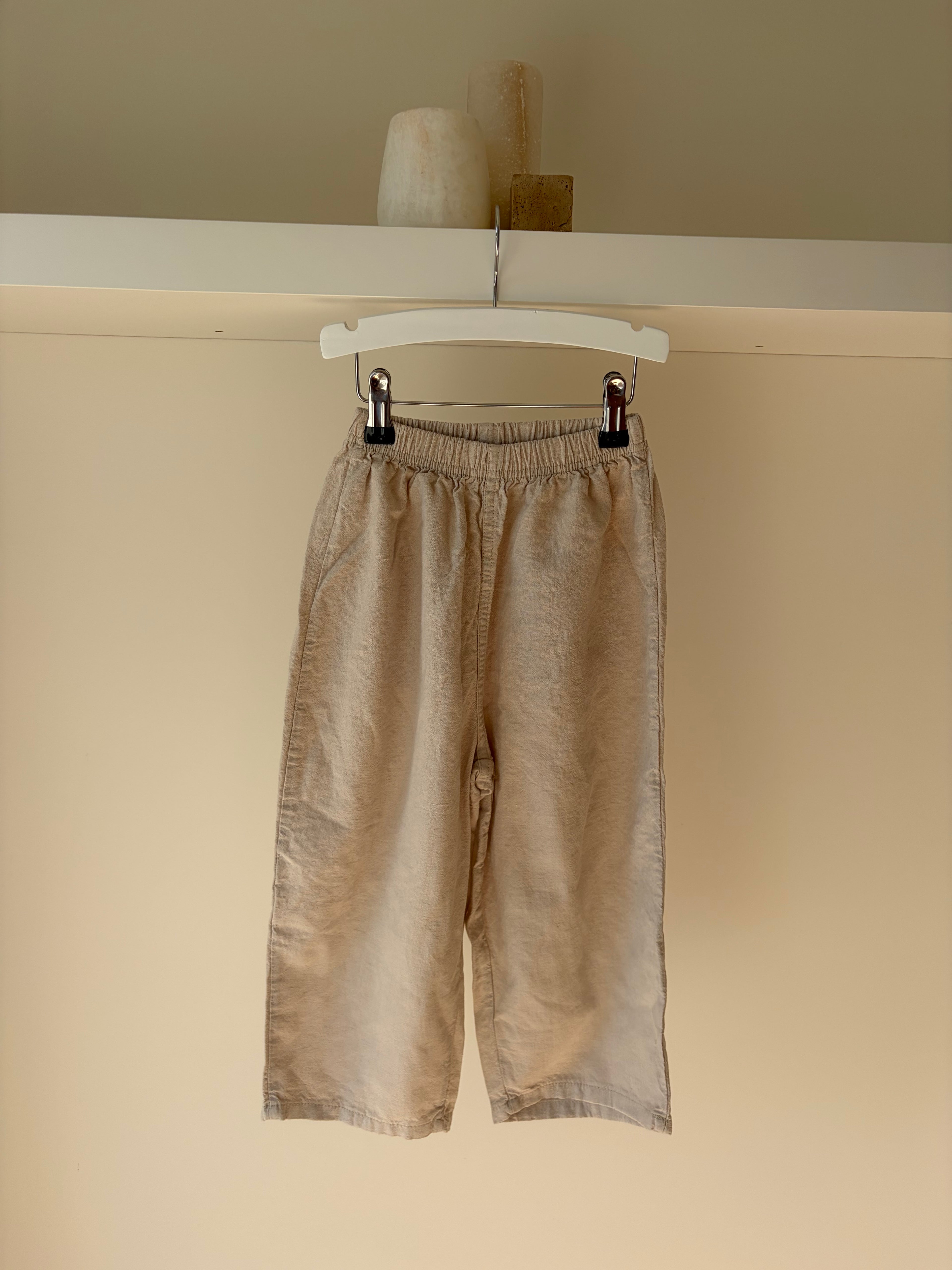 Baggy broek linnen look - beige