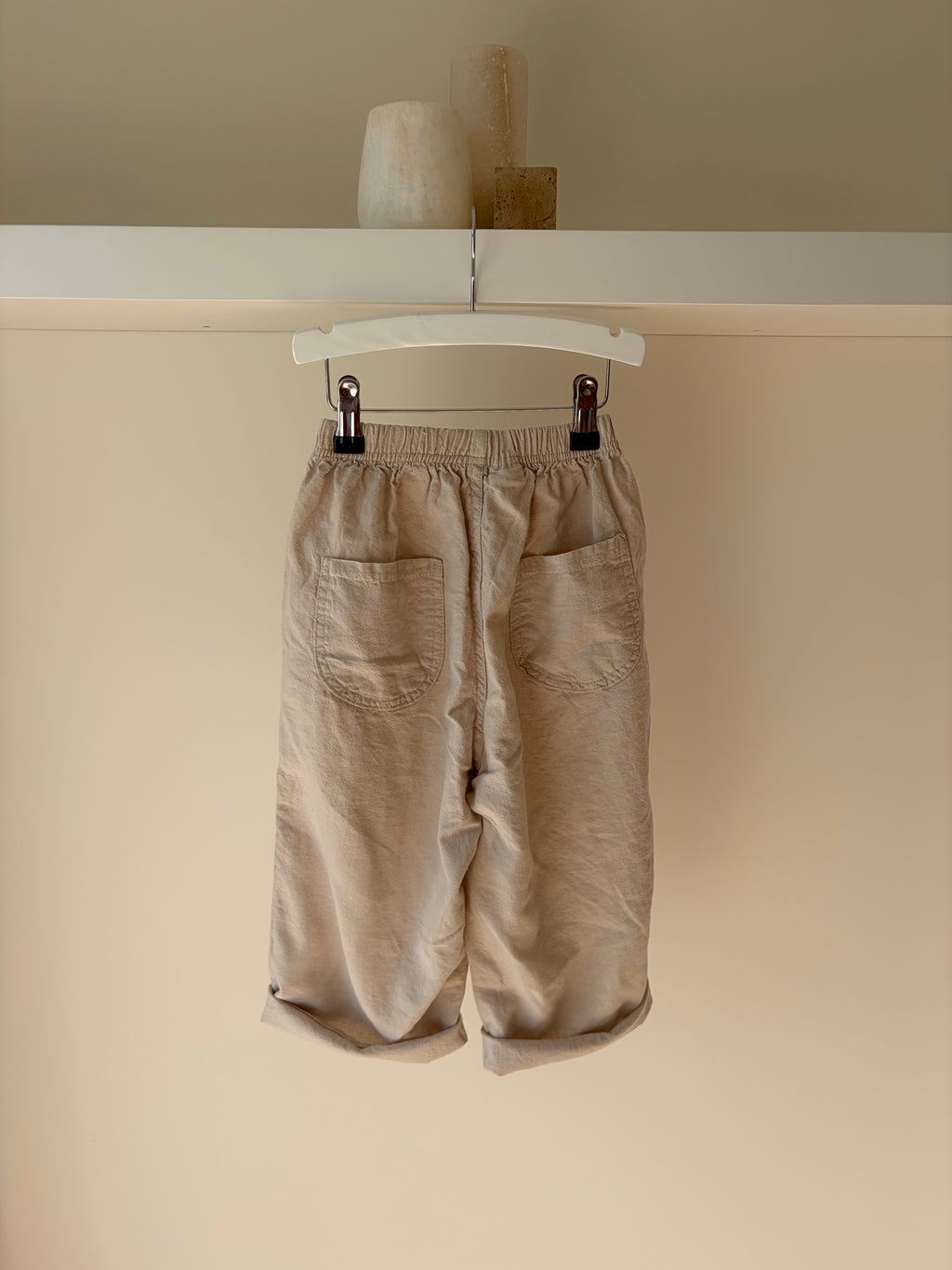 Baggy broek linnen look - beige