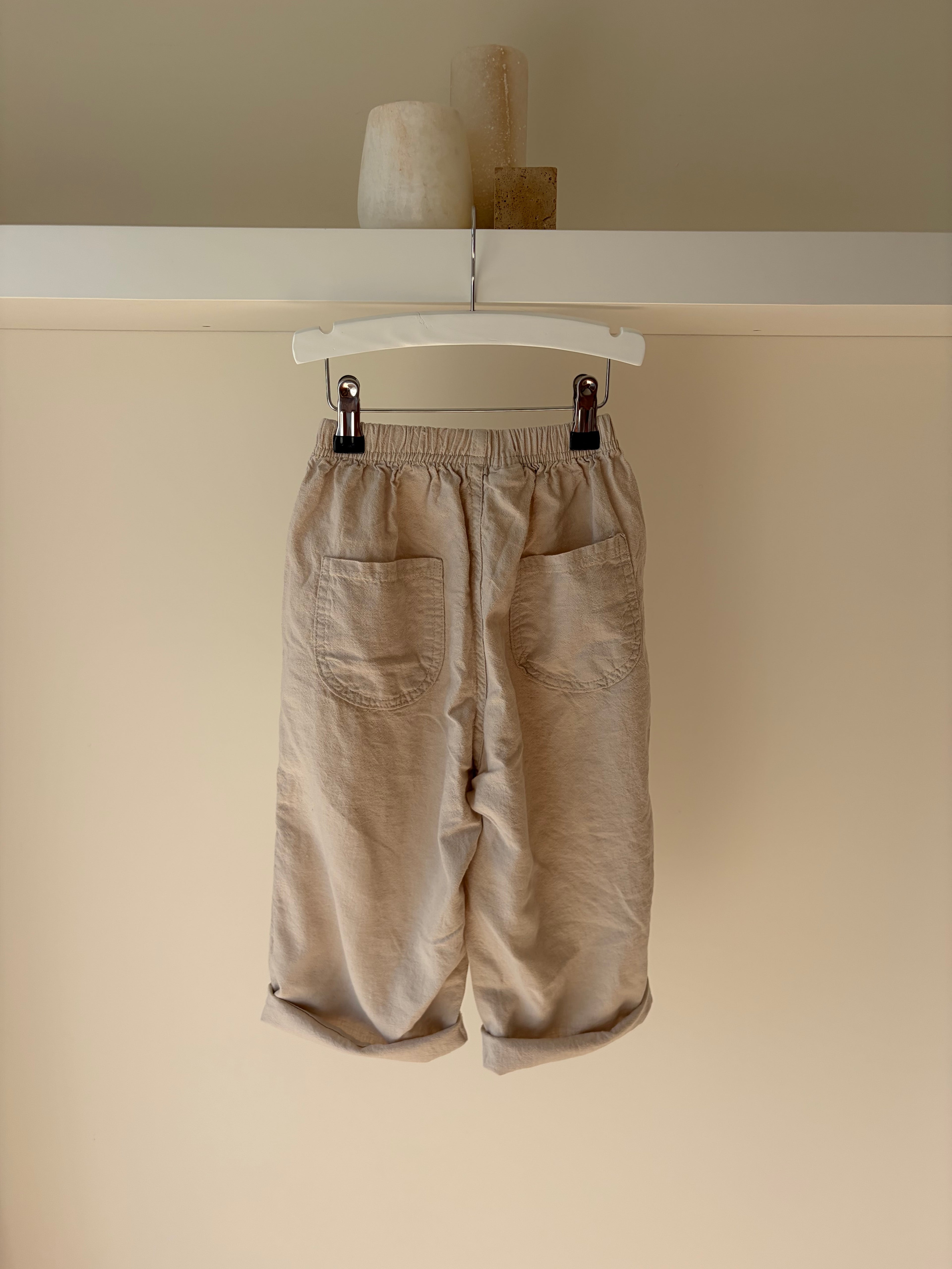 Baggy broek linnen look - beige